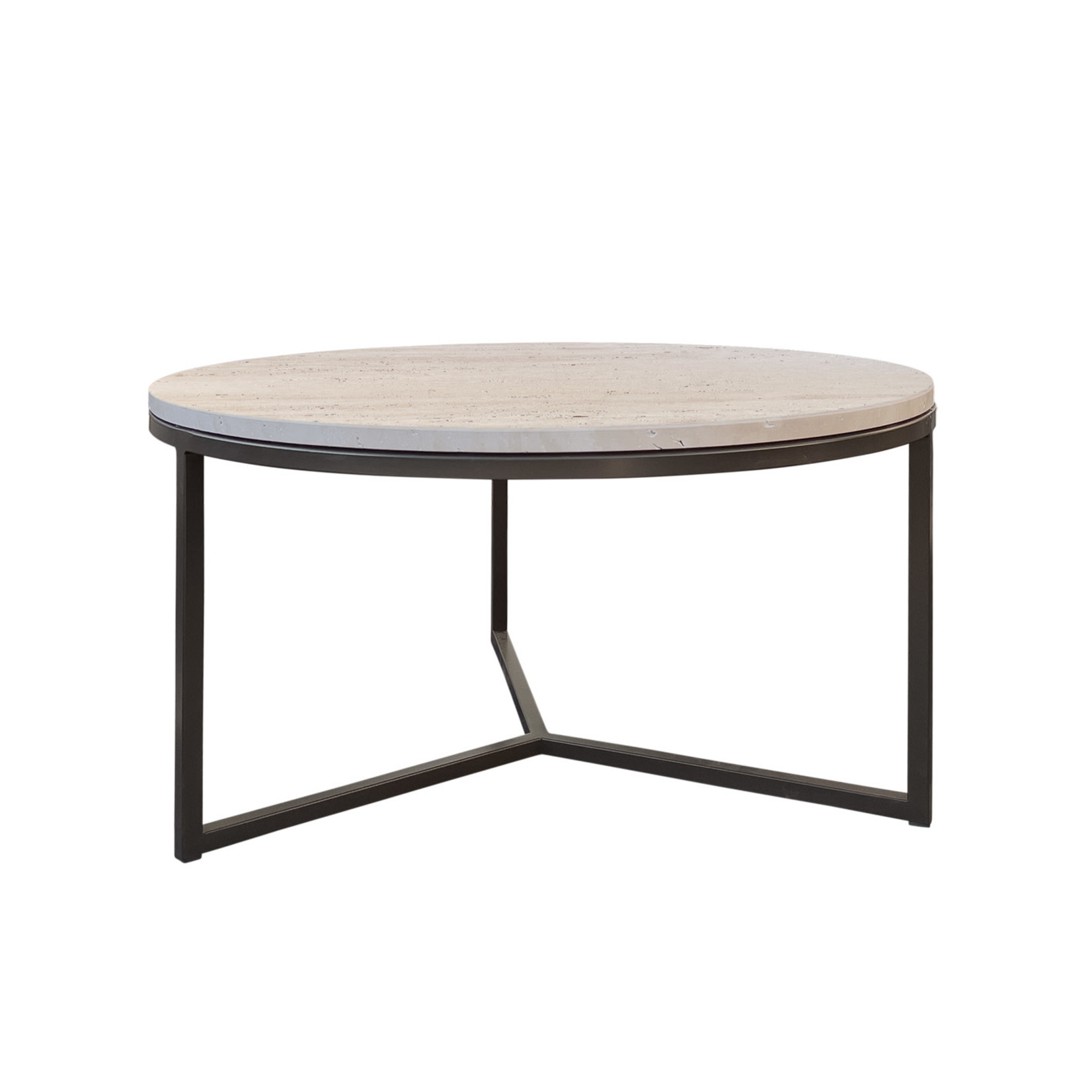 Viola Salontisch D80xH42cm Metall Anodic brown & Travertine beige