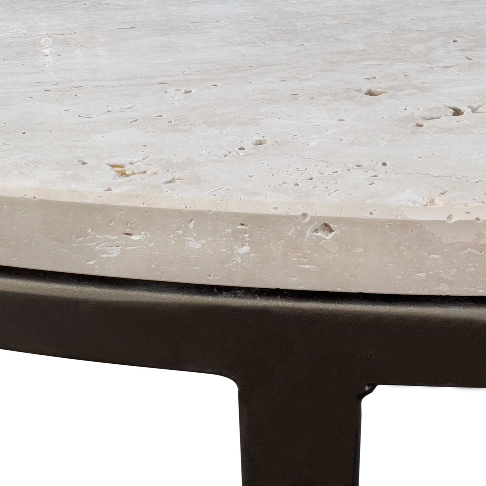 Viola Salontisch D80xH42cm Metall Anodic brown & Travertine beige