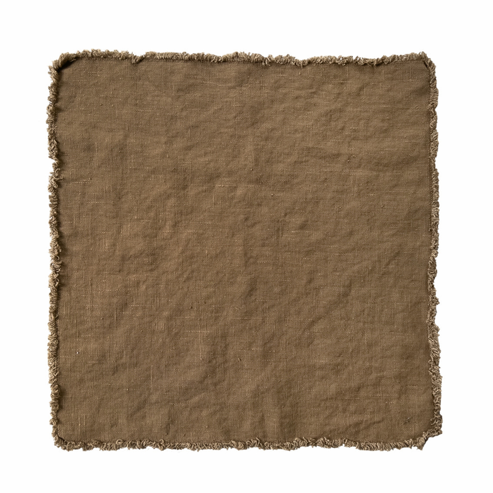 Serviette amber mit Fransen 45x45cm, 100% Leinen