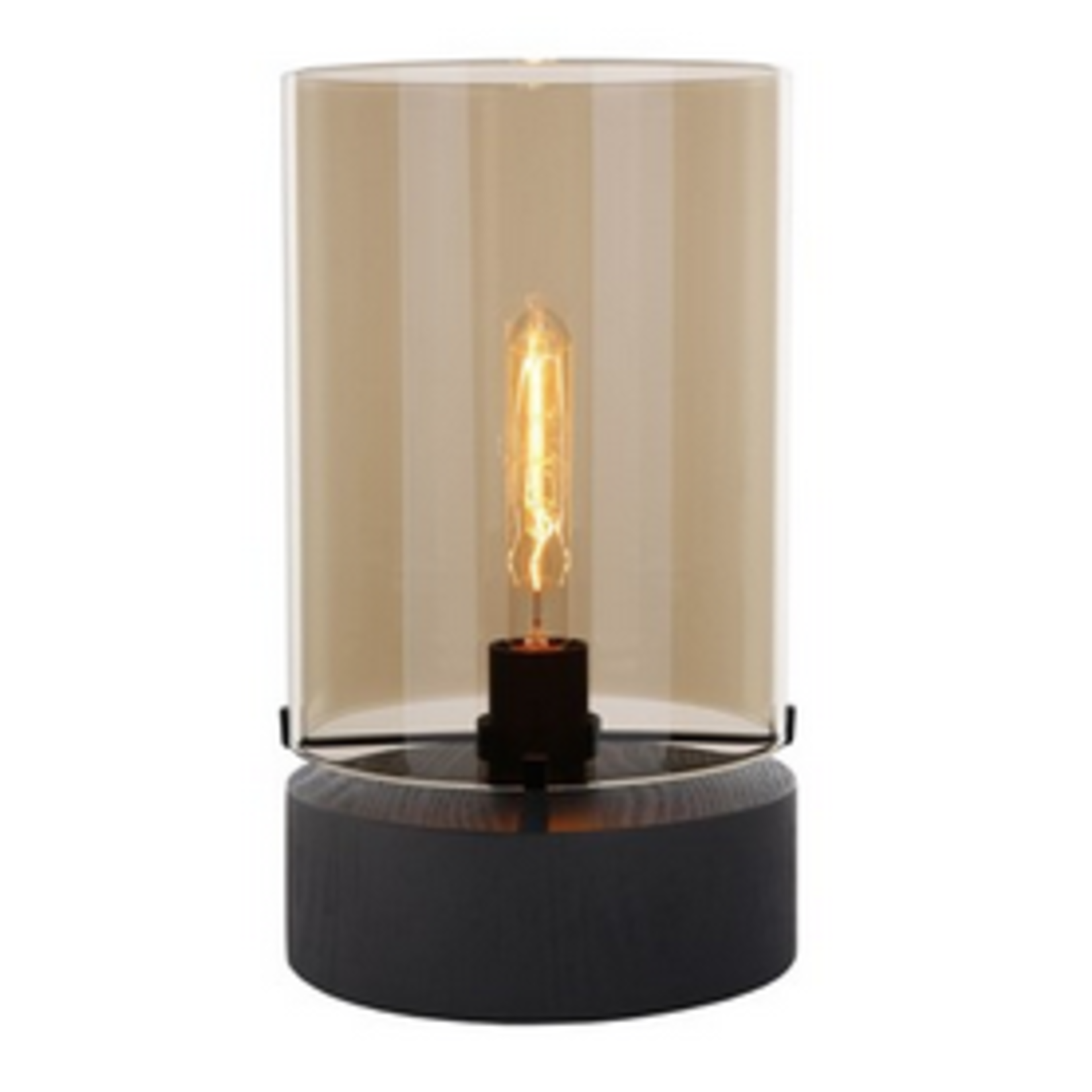 Tischlampe mit Holzfuss black 23, H30, champagne, D23xH40cm