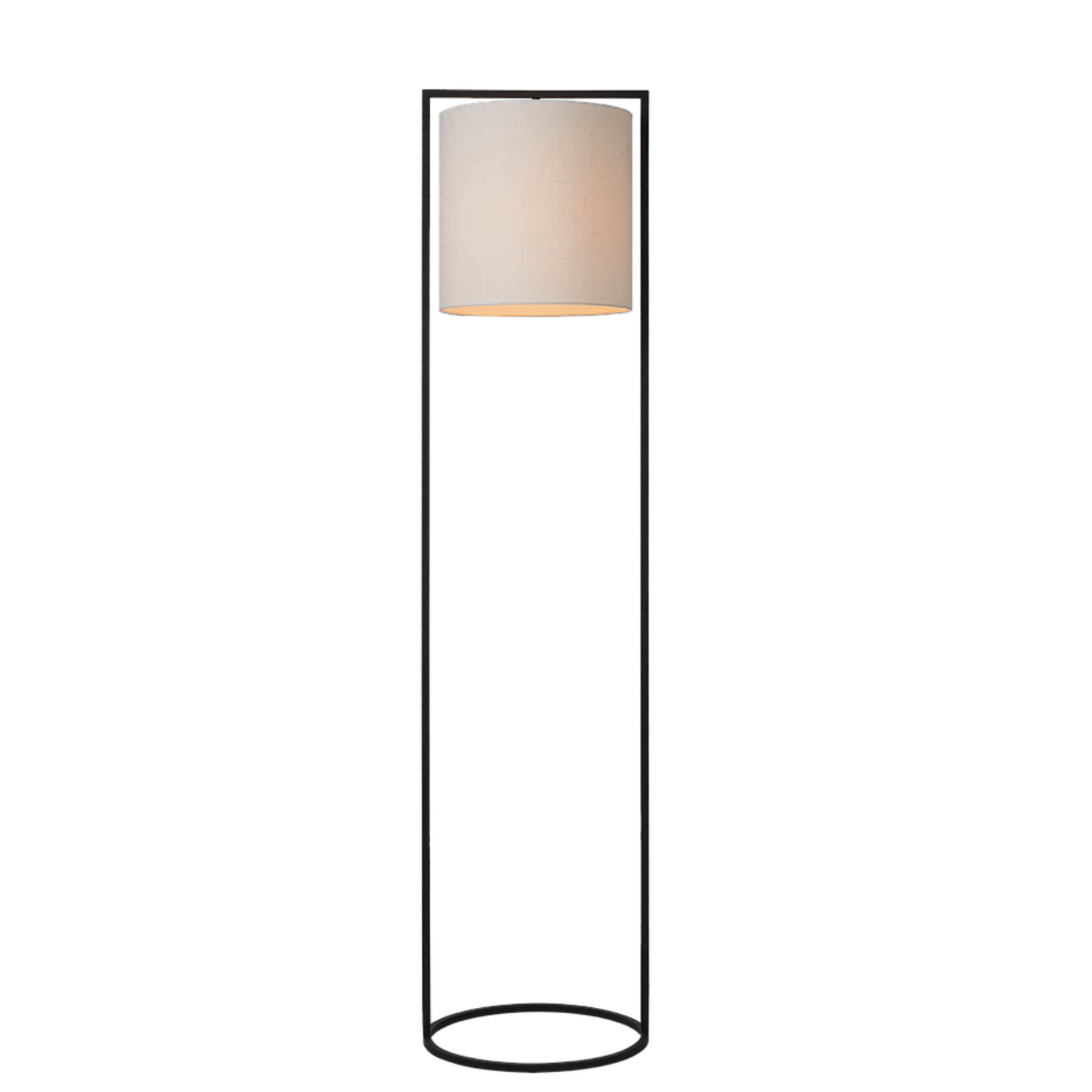 Mary Stehlampe D35xH150cm Metall schwarz & Leinen weiss