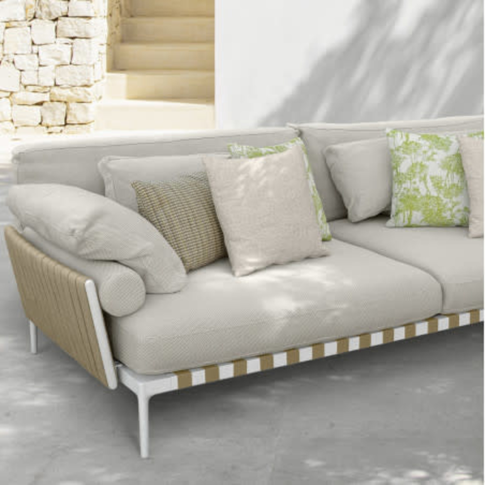 Salinas 3-Sitzer Outdoor Sofa Weiss-Beige, 283x105x85xSH38 cm