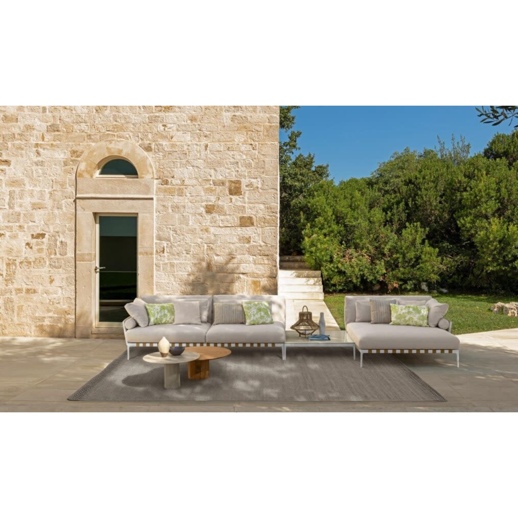 Salinas Outdoor Sofa links Weiss-Beige, 231x105x85xSH38 cm