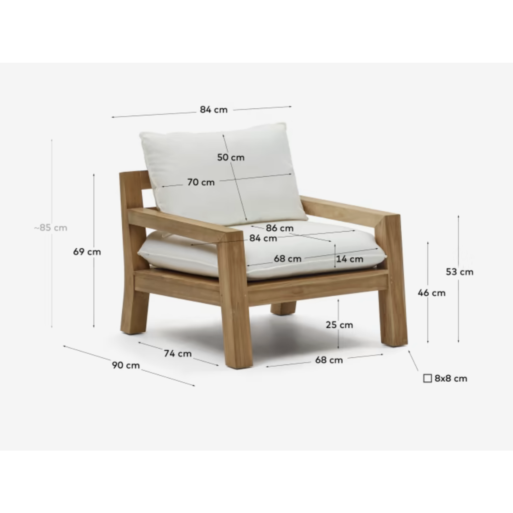 Medina Sessel Teak, B84xT90xH85cm