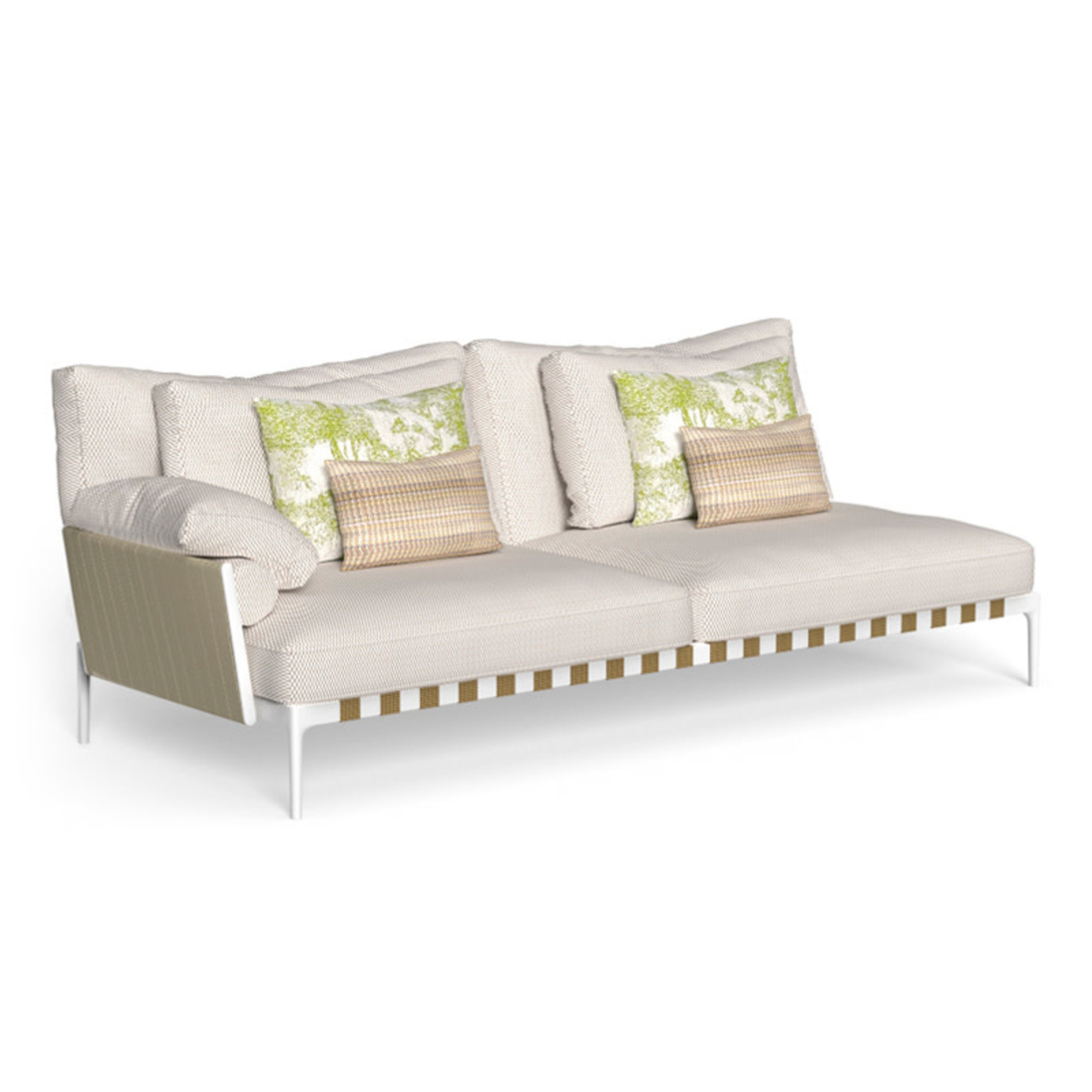 Salinas Outdoor Sofa links Weiss-Beige, 231x105x85xSH38 cm