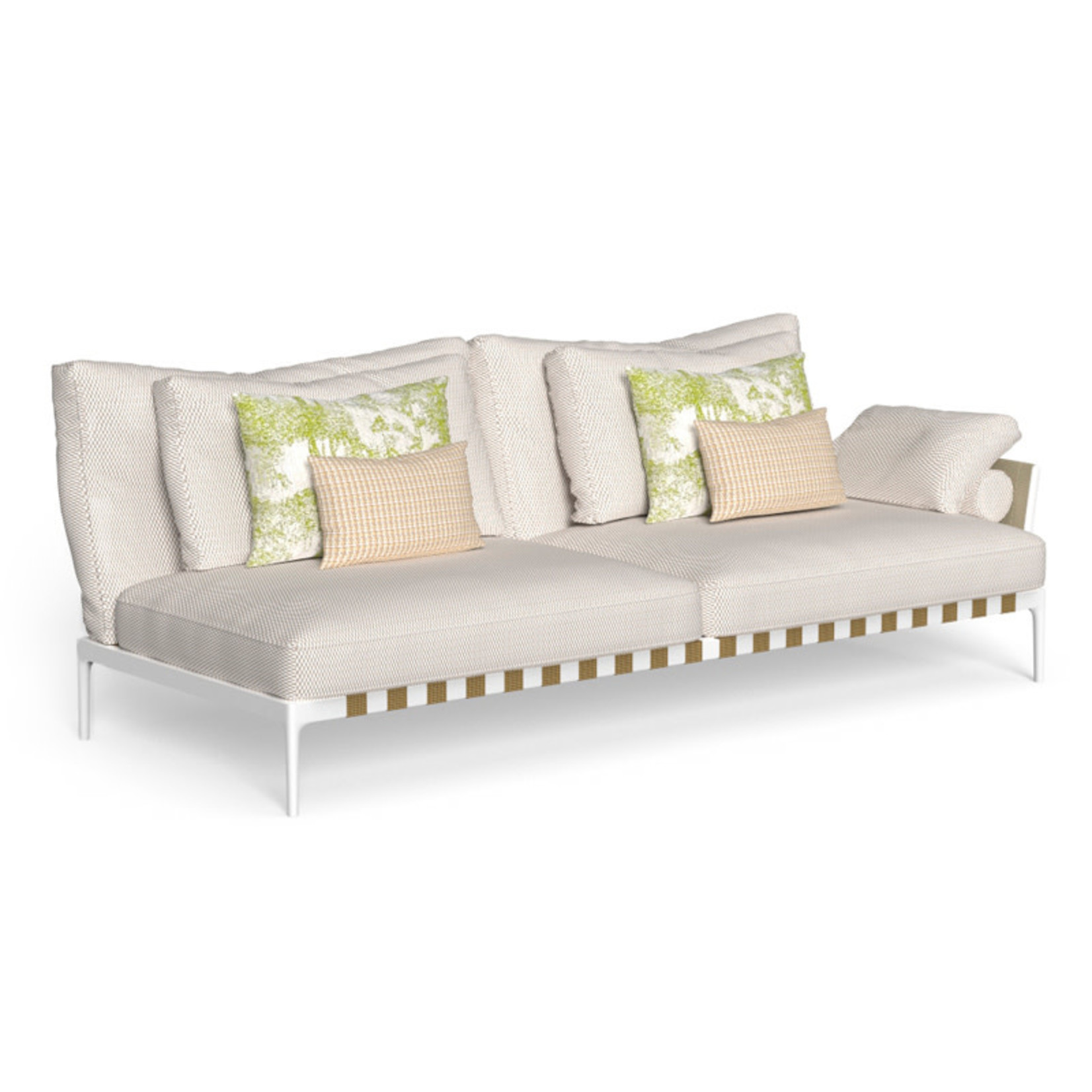 Salinas Outdoor Sofa rechts Weiss-Beige, 231x105x85xSH38 cm