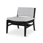 Loungesessel Maiola Teak, schwarzes Geflecht, inkl. Kissen grau, 70x59xH68cm / SH42cm