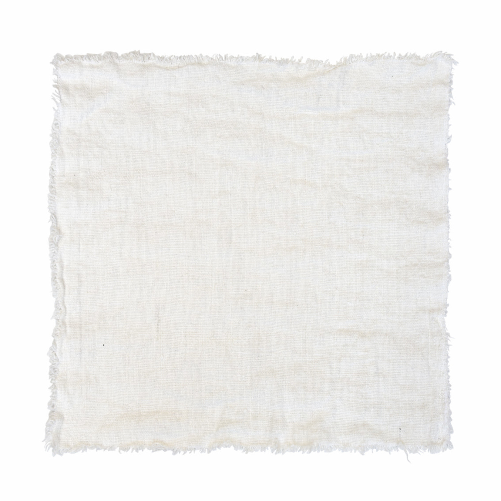 Serviette weiss grob mit Fransen 45x45cm, 100% Leinen