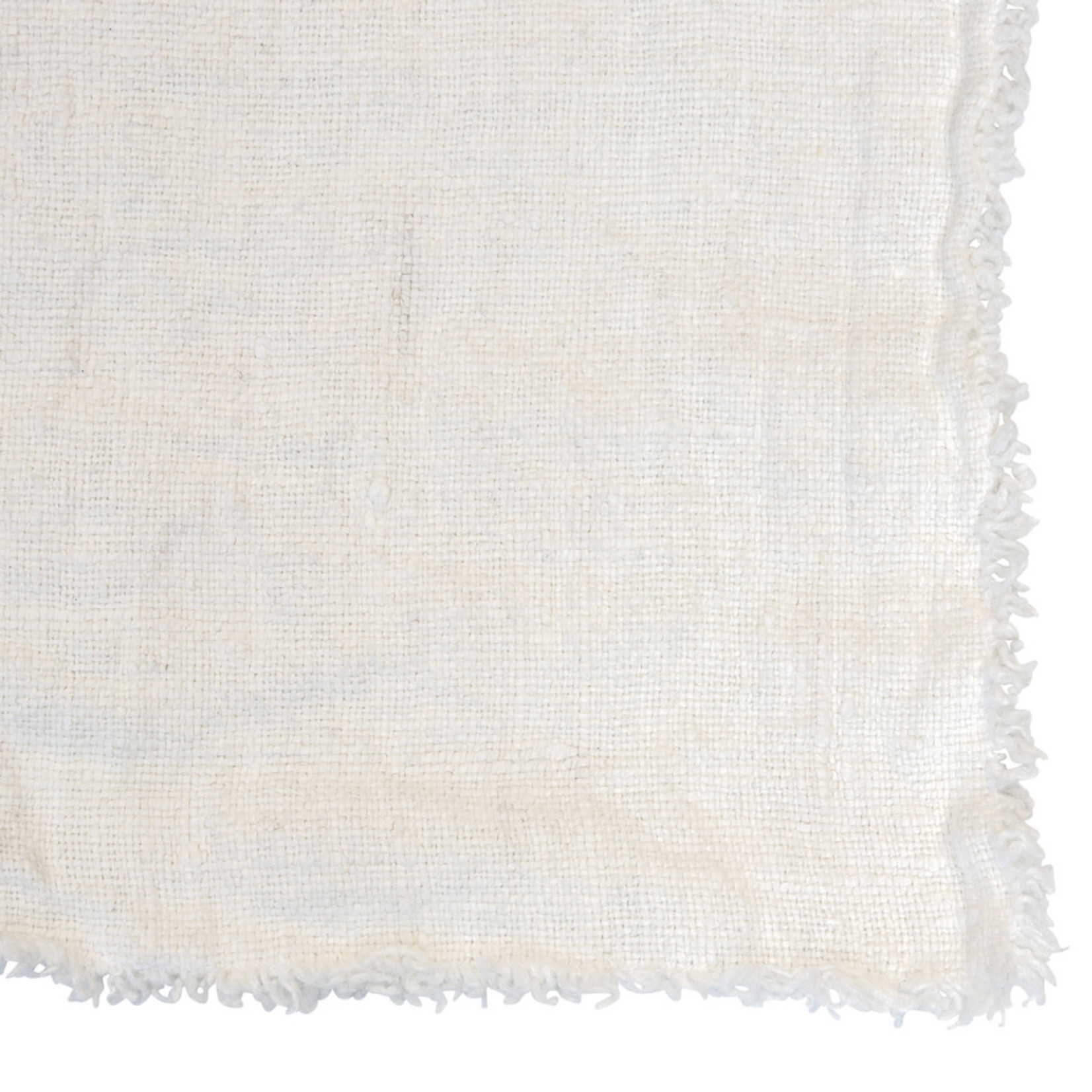 Serviette weiss grob mit Fransen 45x45cm, 100% Leinen