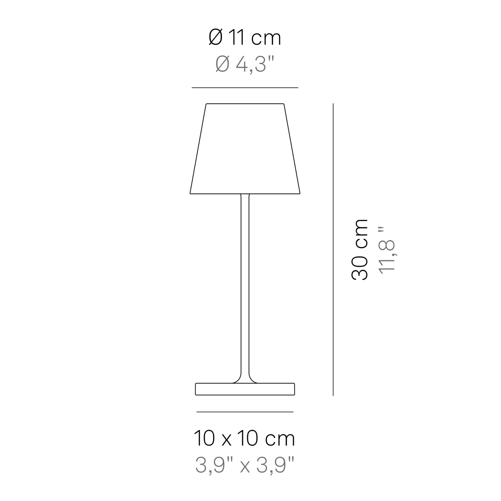 Tischlampe grau D11xH30cm, outdoor