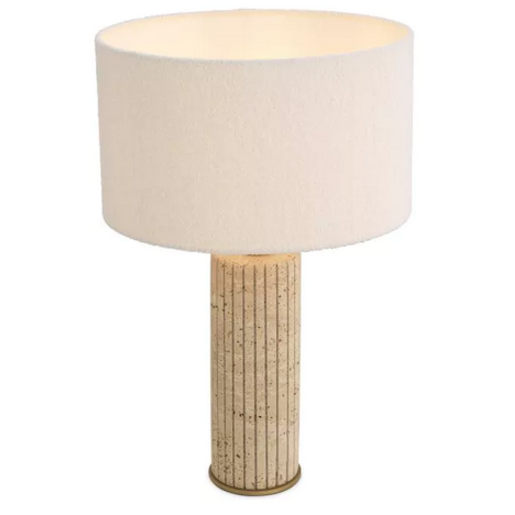 Giova Lampenständer rund inkl. Lampenschirm D40xH64cm Travertine & brass & Bouclé offwhite