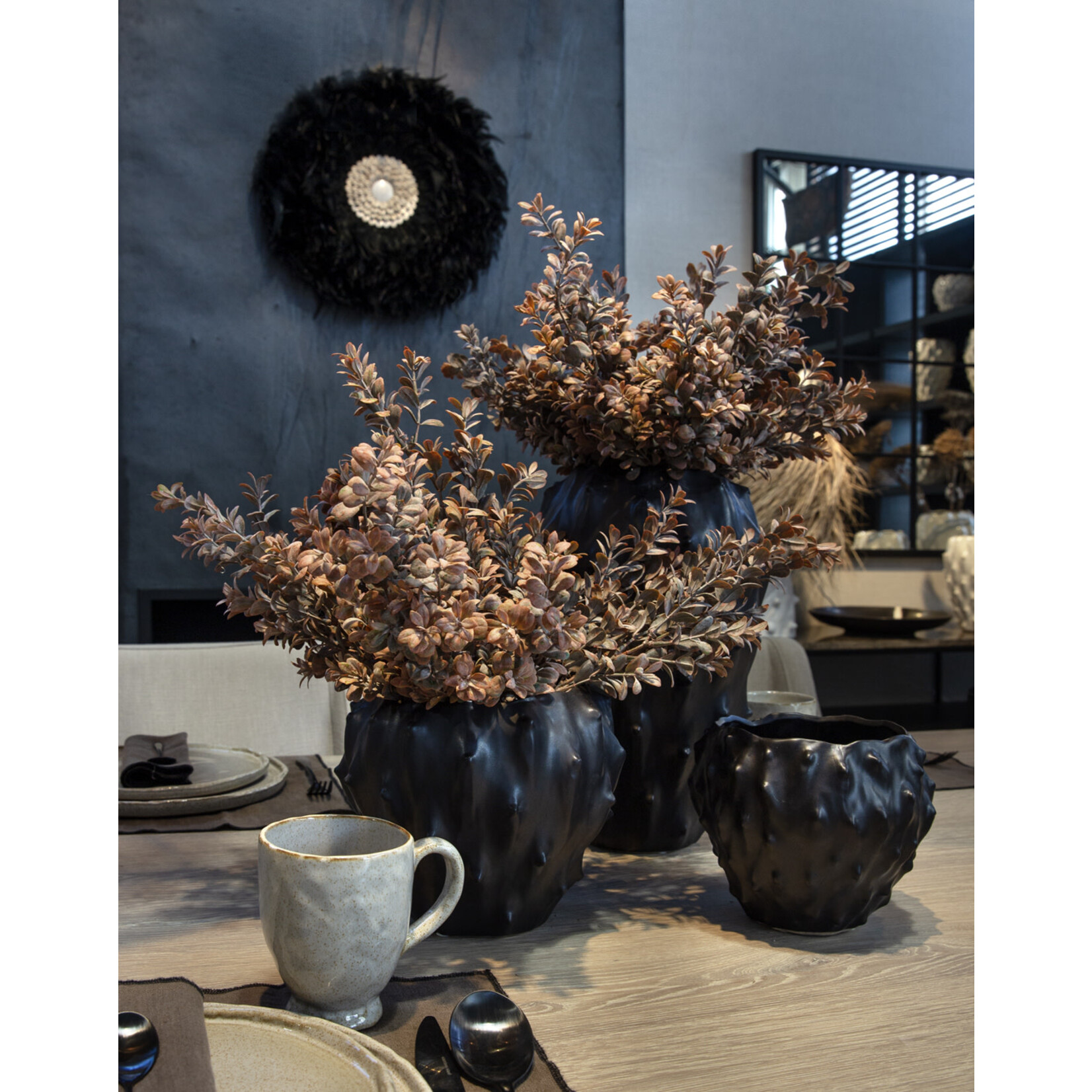 Vase Kaktus schwarz  - D25xH21cm