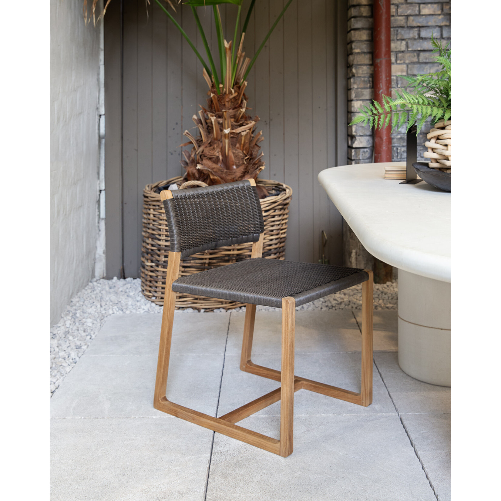 Gartenstuhl Griffin natural teak black weave