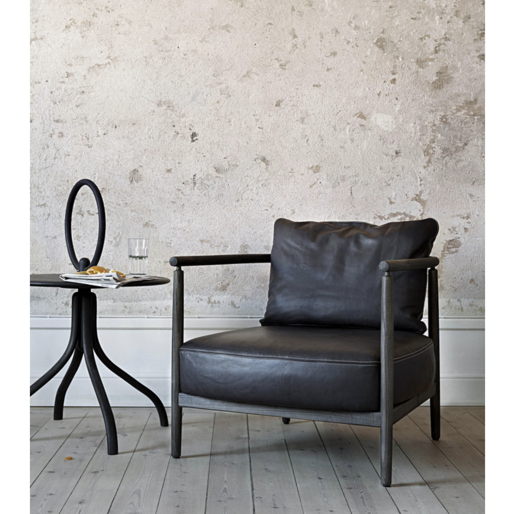 Hendric Lounge Chair 73x79xH79cm/SH39cm, Leder schwarz