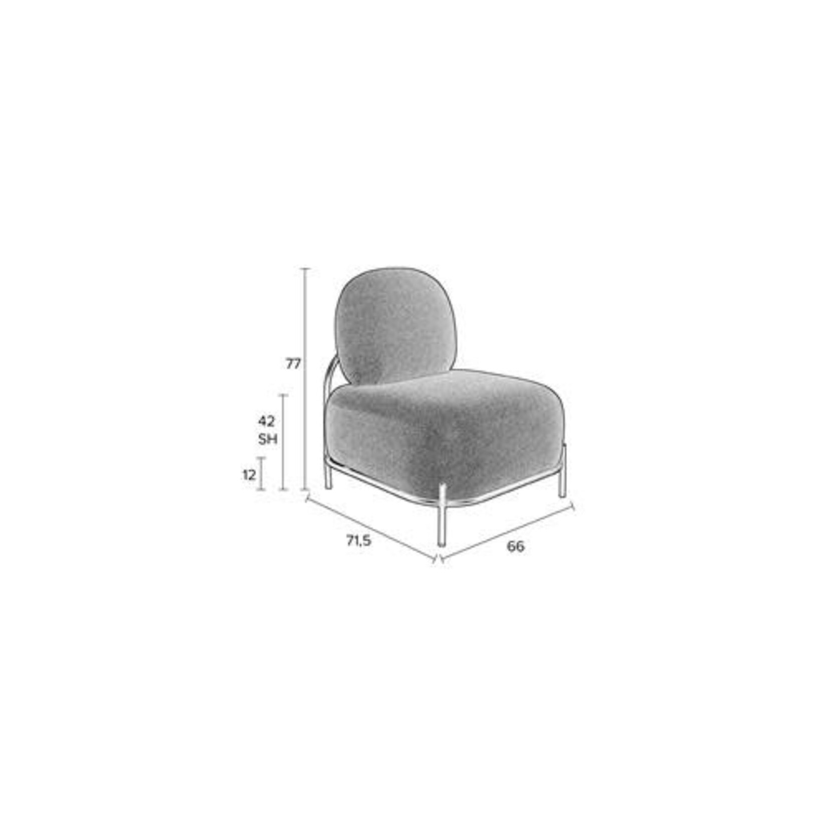 Sessel grau, 71.5x66x77cm