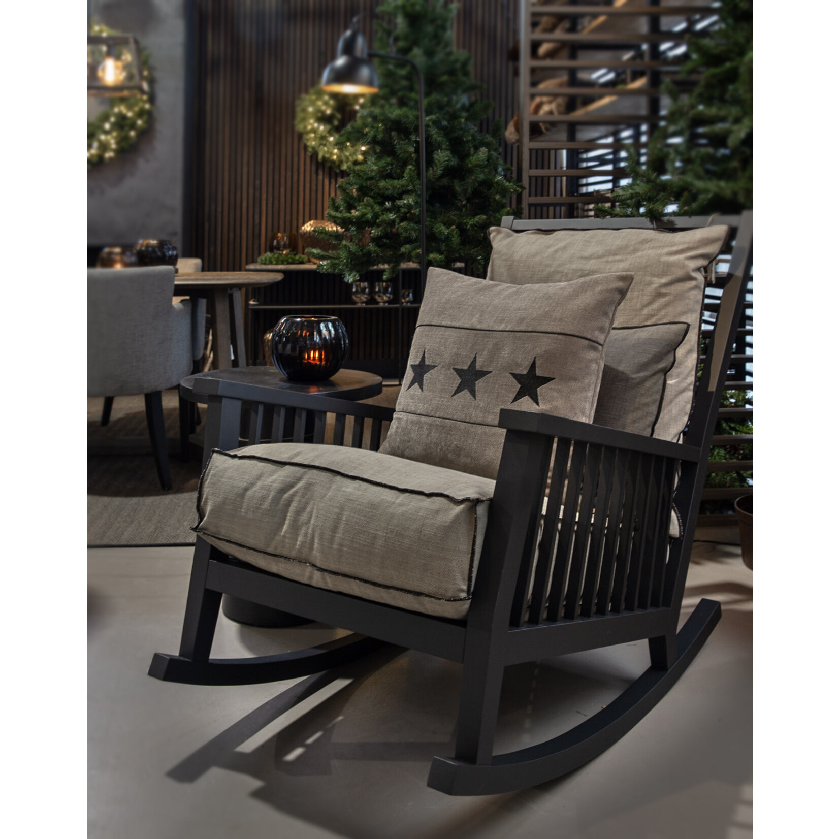 Romeo Kissen Sterne mit Biesen taupe 55x55cm