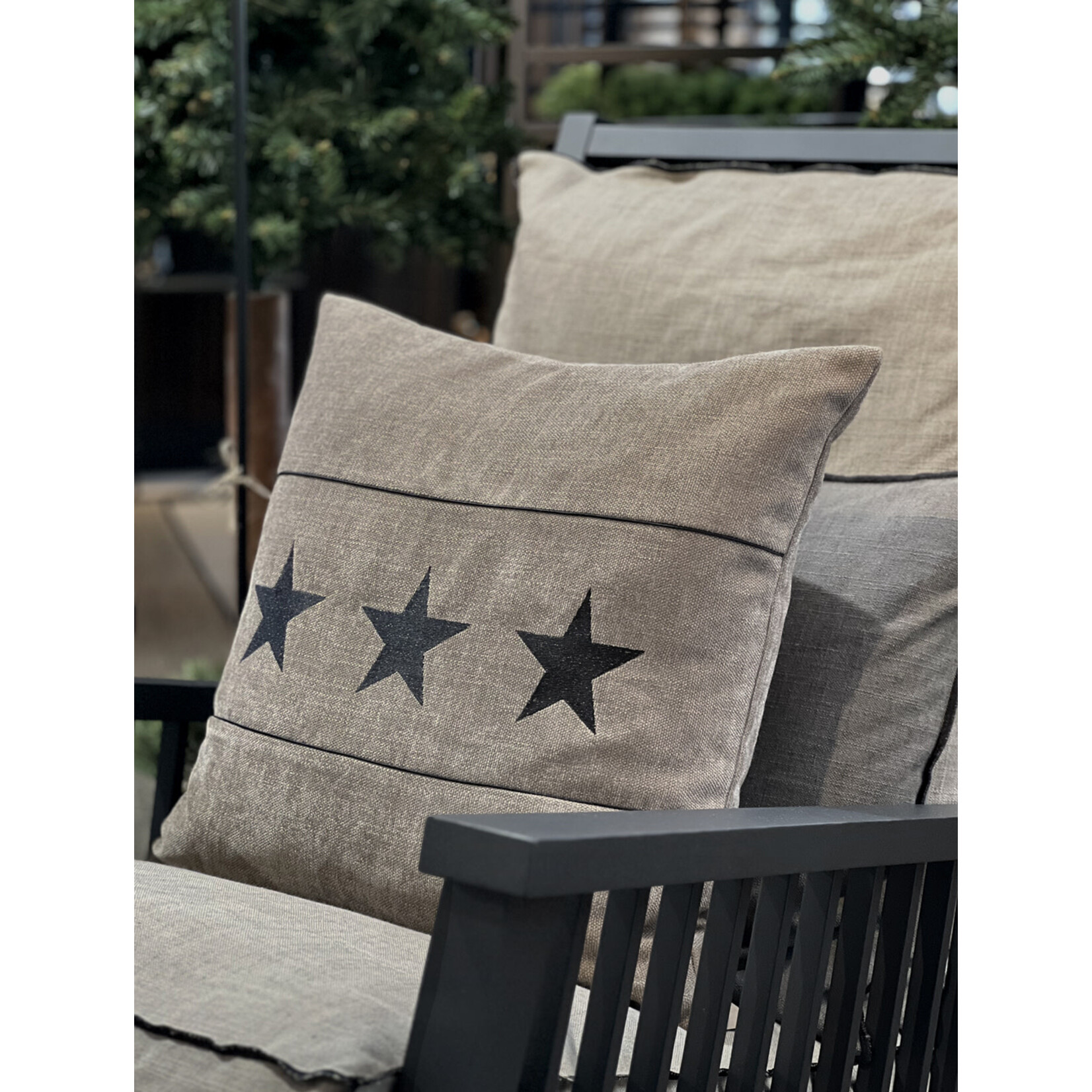 Romeo Kissen Sterne mit Biesen taupe 55x55cm