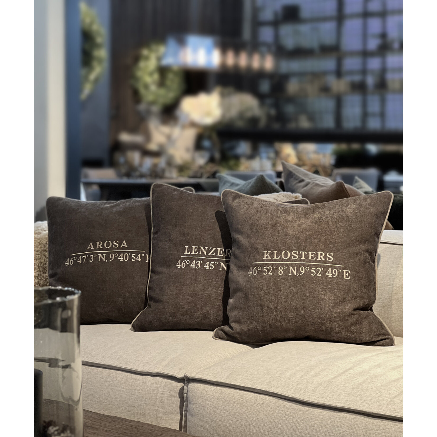 Area Kissen Arosa braun 55x55cm, Keder: taupe