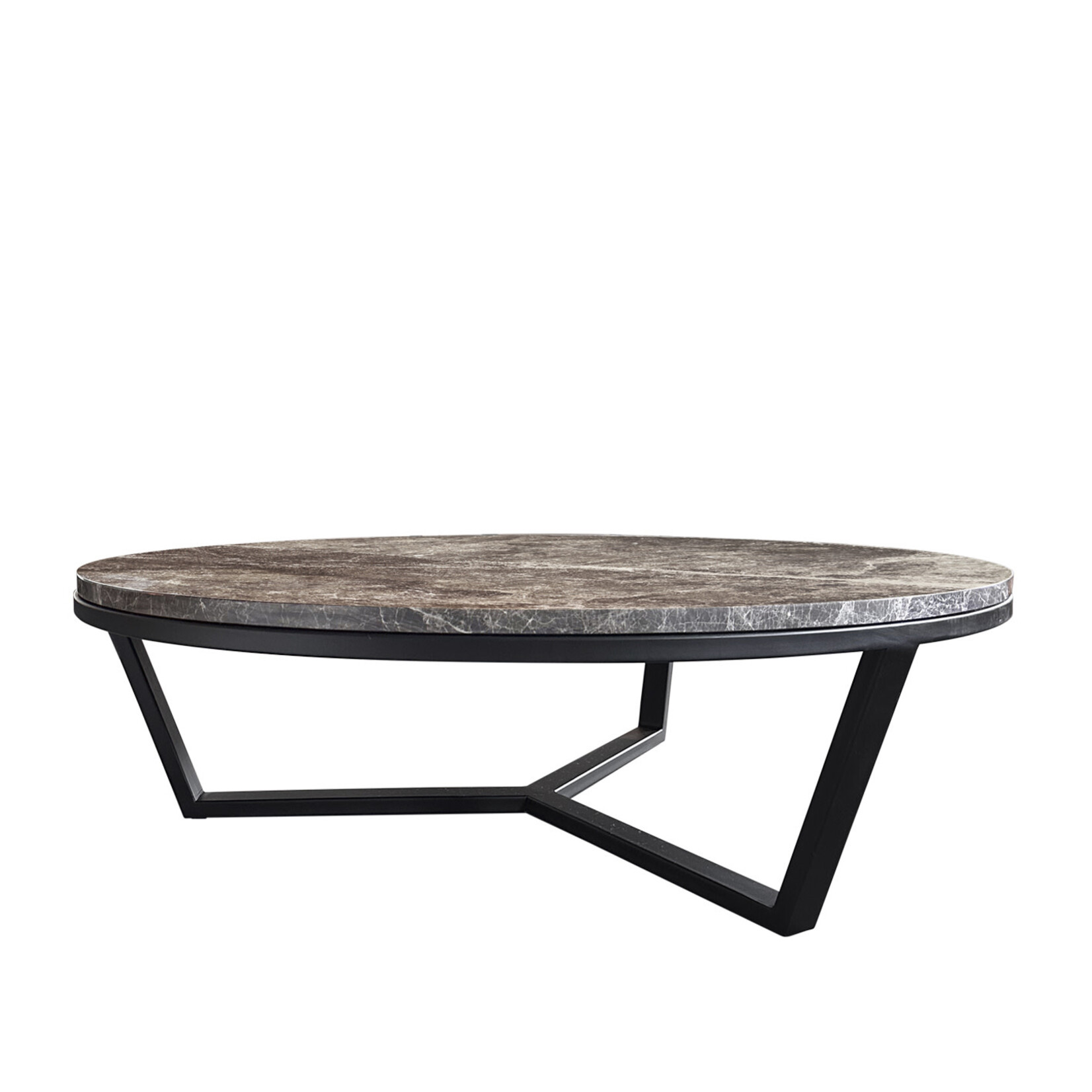 Magnolia Salontisch D100xH30cm Metall schwarz & Emperador braun