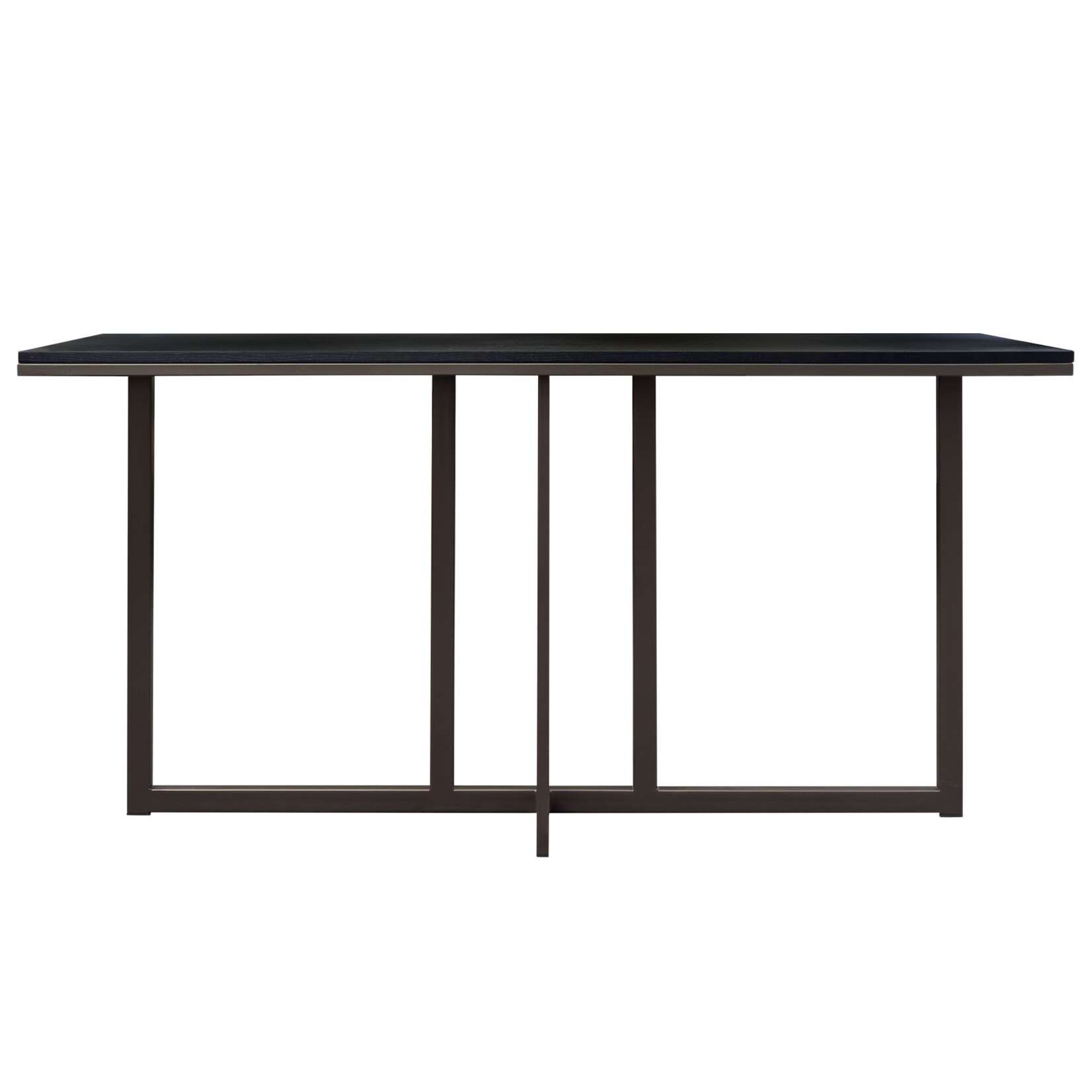 Meran Konsole B160xT40xH79cm Metall Anodic brown & Eiche furniert schwarz