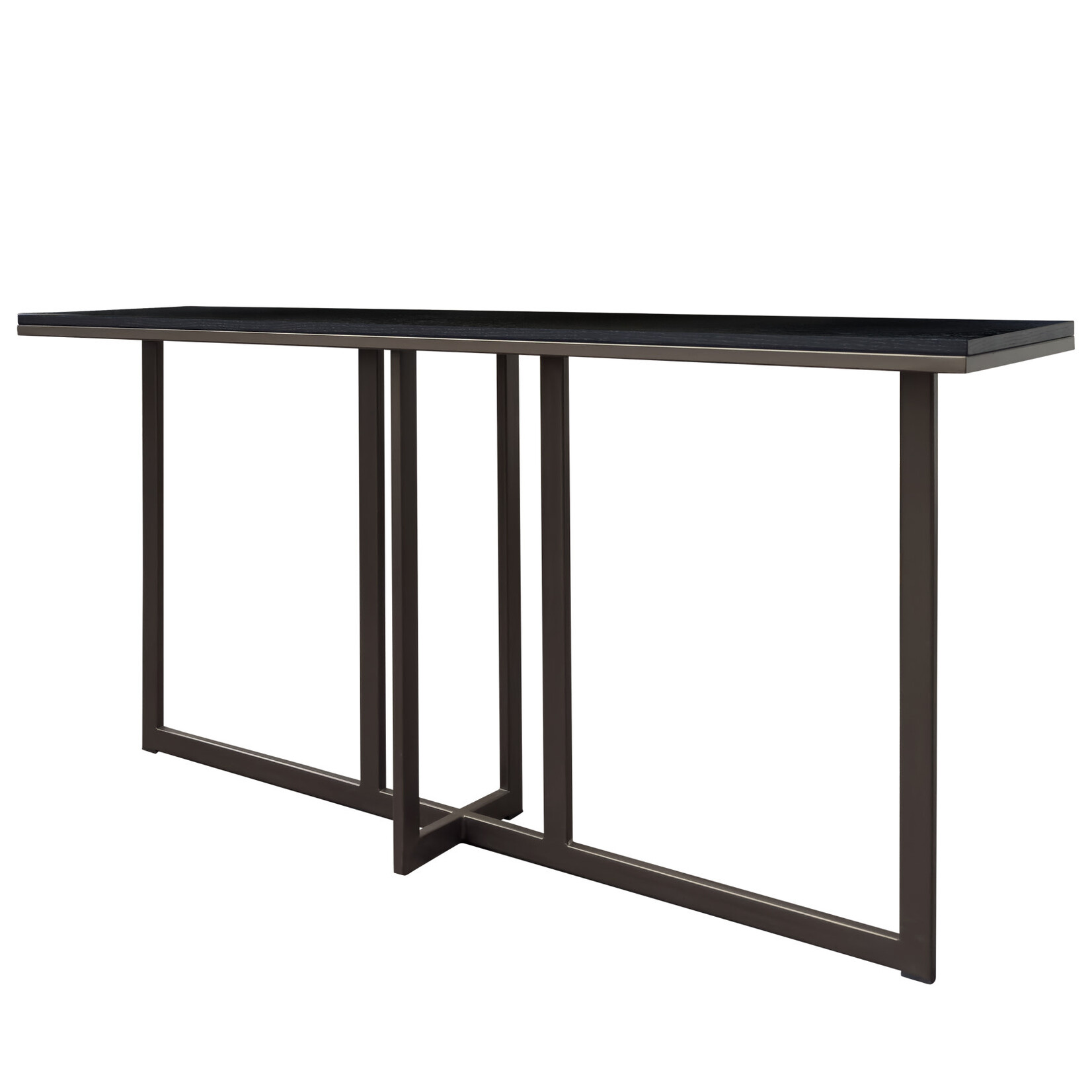 Meran Konsole B160xT40xH79cm Metall Anodic brown & Eiche furniert schwarz