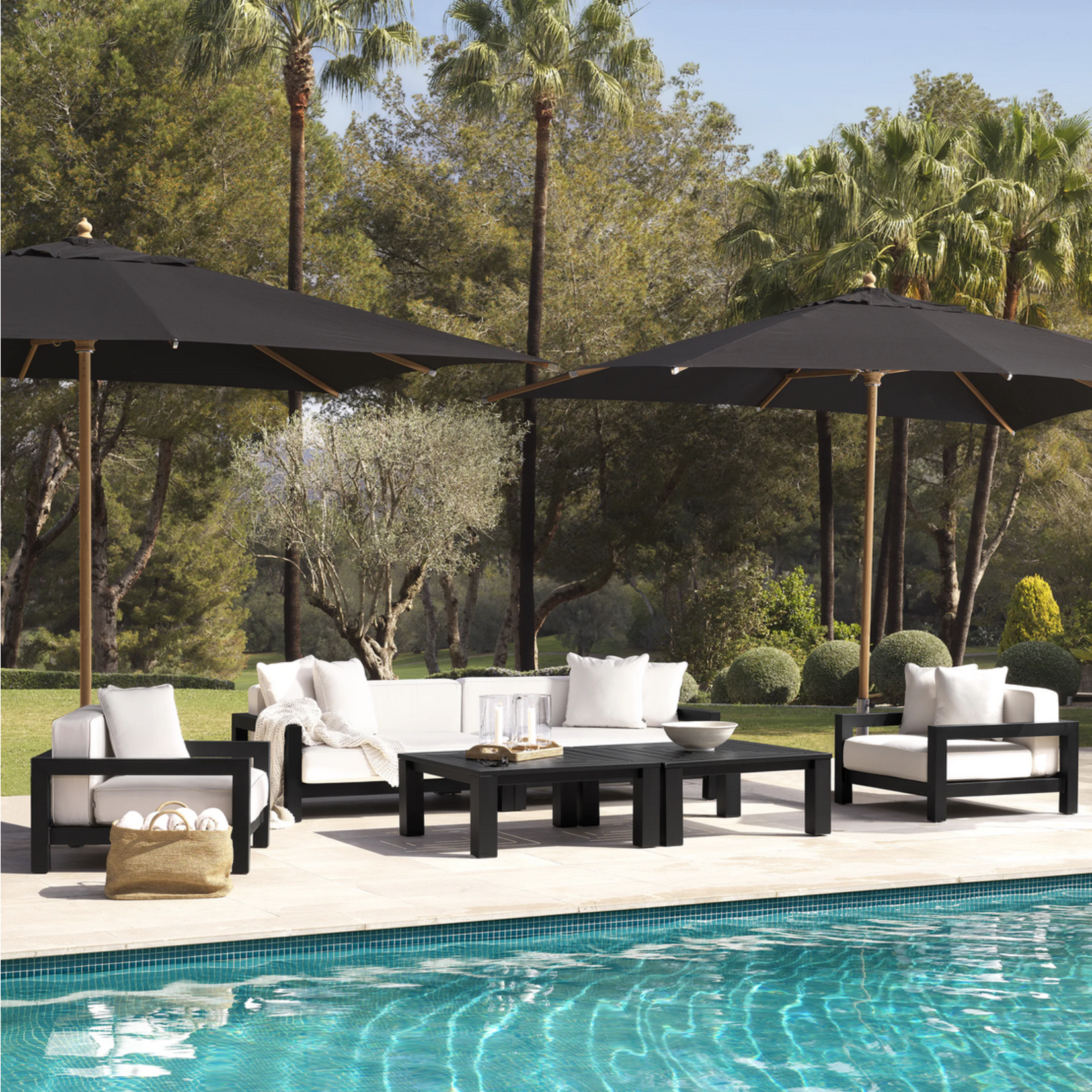 Cap-Antibes Outdoor Sessel 101x100xH72cm Aluminium pulverbeschichtet schwarz & Stoff: Sunbrella Canvas