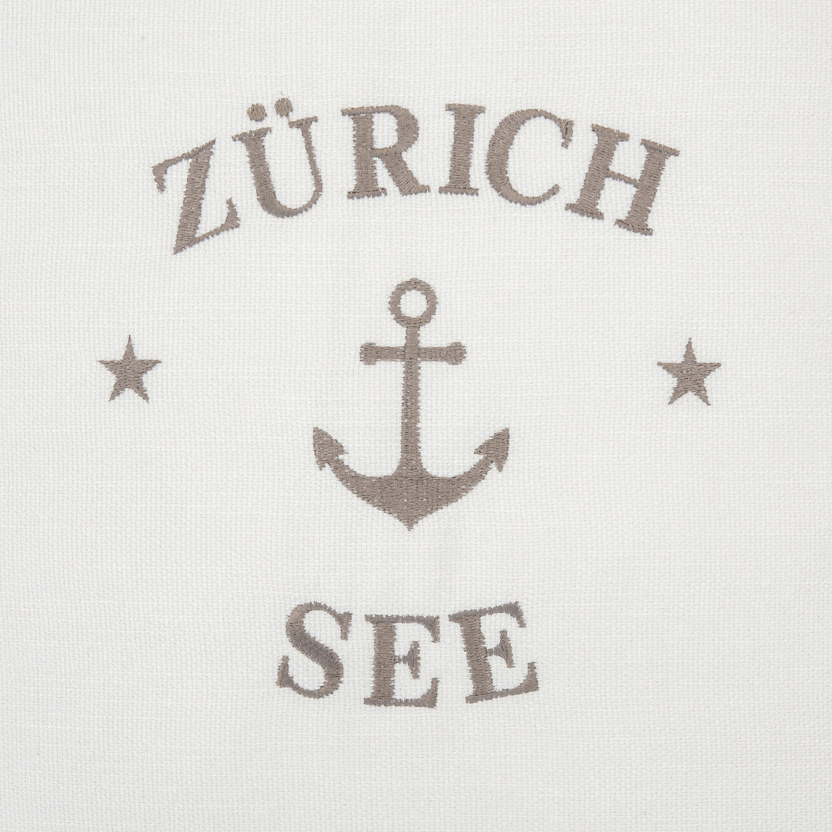 Summy Kissen weiss, Zürich-See Anker und Keder taupe, 55x55cm