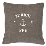 Summy Kissen braun, Zürich-See Anker weiss, 55x55cm