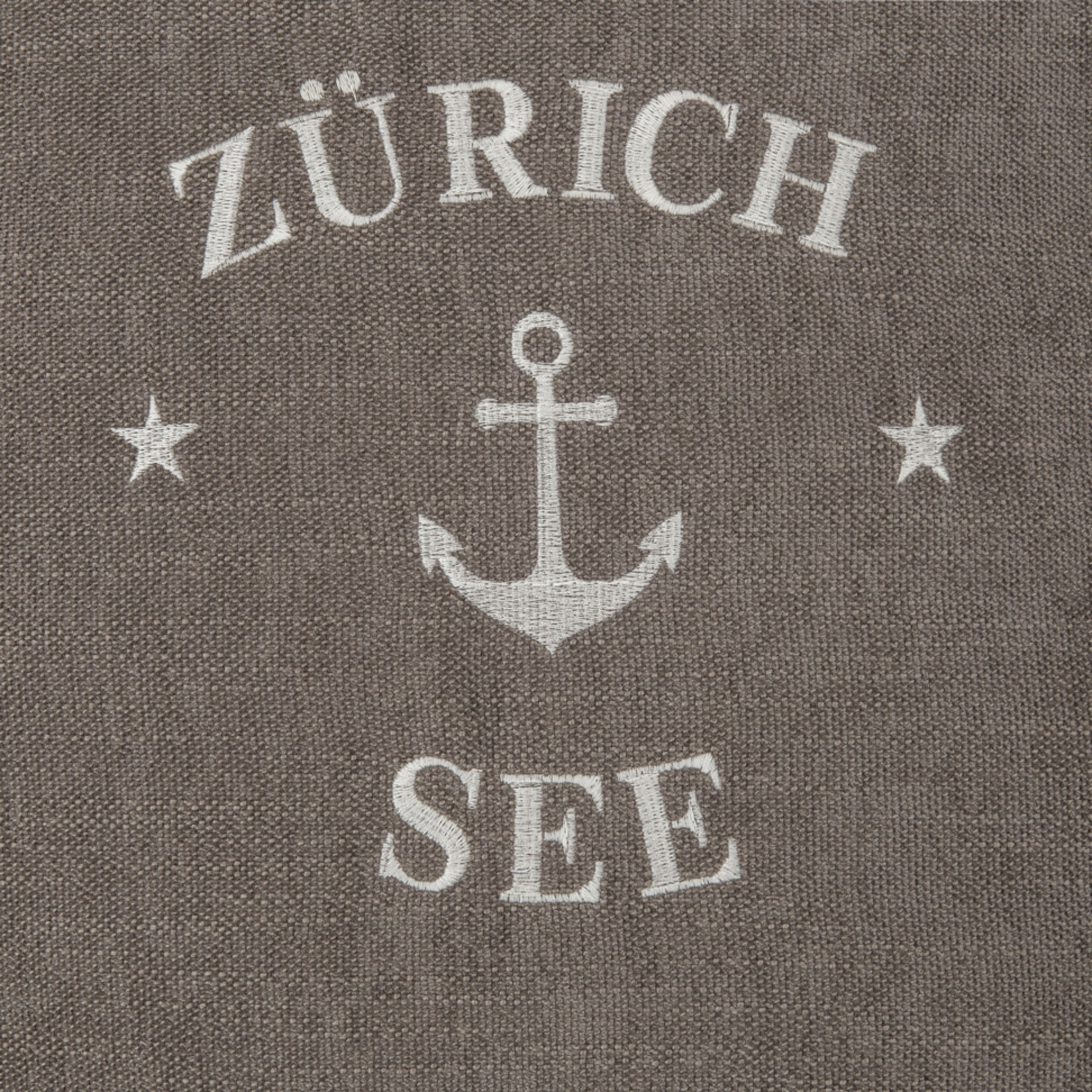 Summy Kissen braun, Zürich-See Anker weiss, 55x55cm