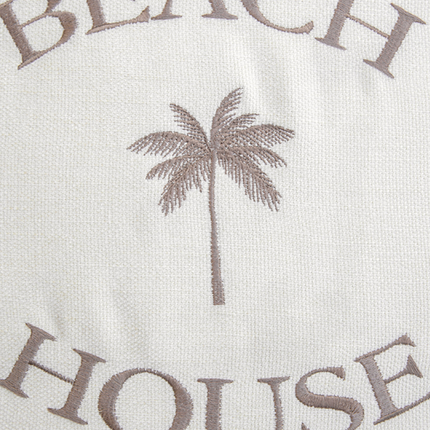 Summy Kissen weiss, Beach House Palme und Keder taupe, 55x55cm