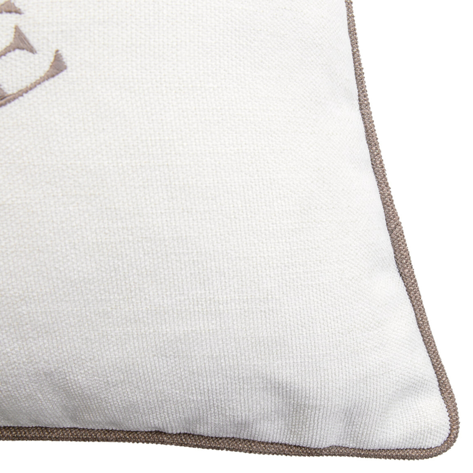 Summy Kissen weiss, Beach House Palme und Keder taupe, 55x55cm