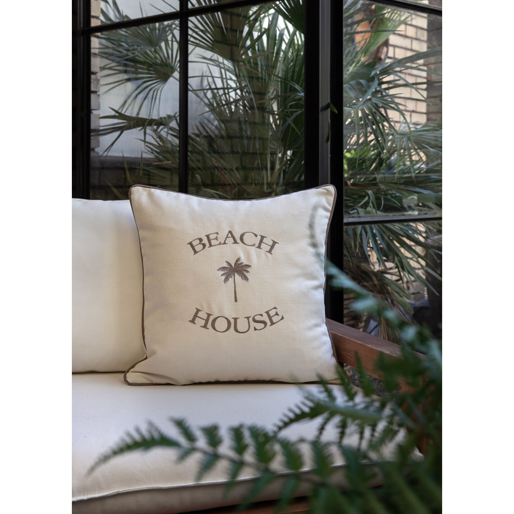 Summy Kissen Beach House Palme creme 55x55cm