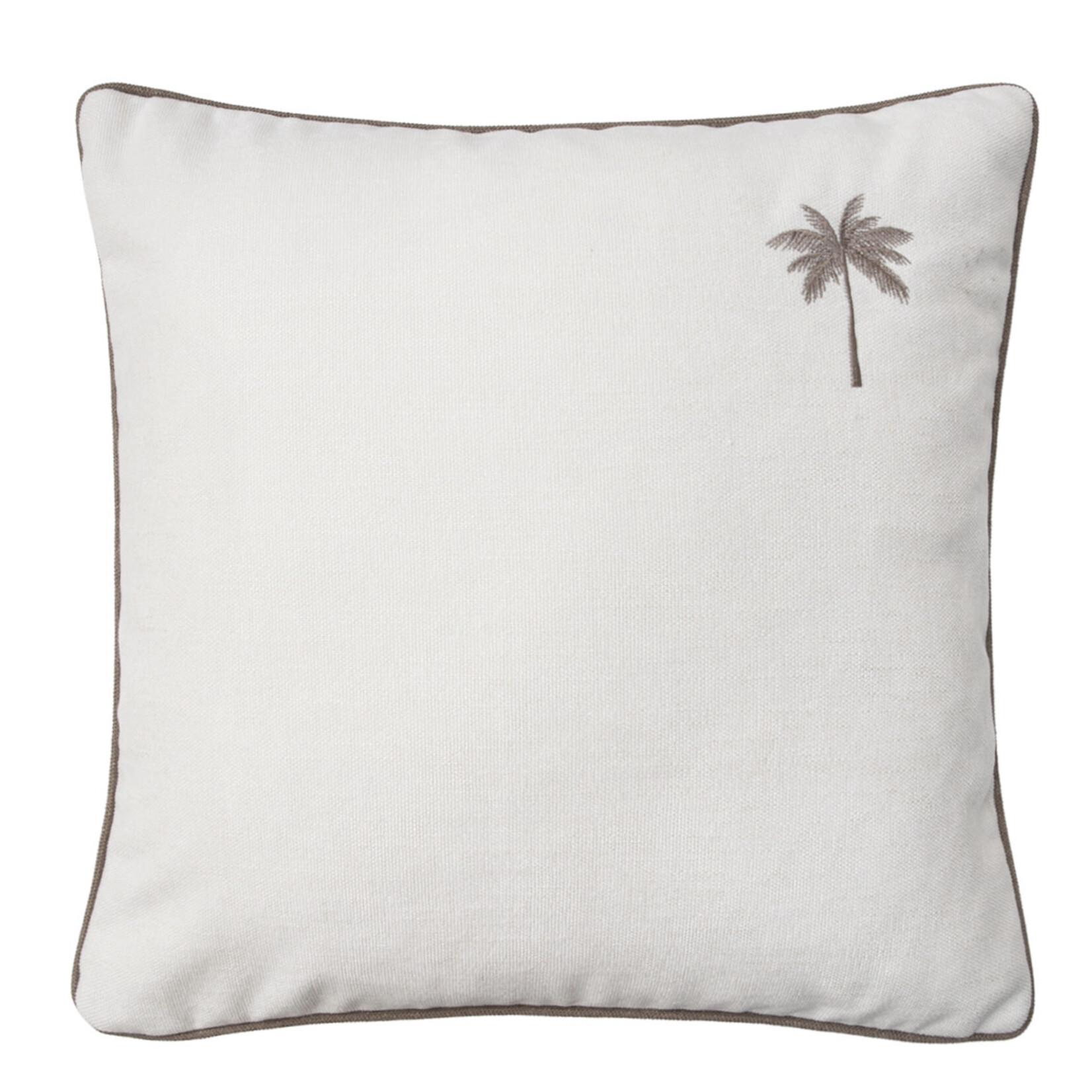 Summy Kissen weiss, kleine Palme mit Keder creme, 55x55cm