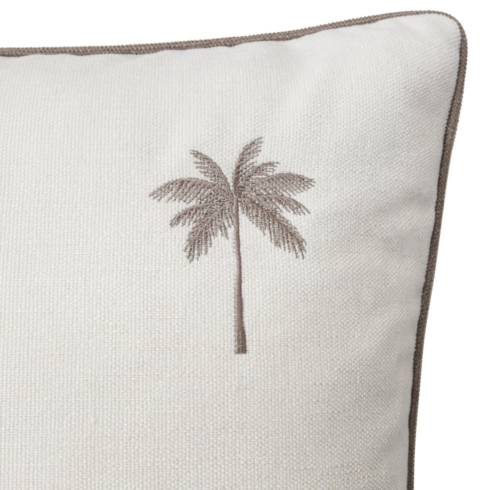 Summy Kissen weiss, kleine Palme mit Keder creme, 55x55cm