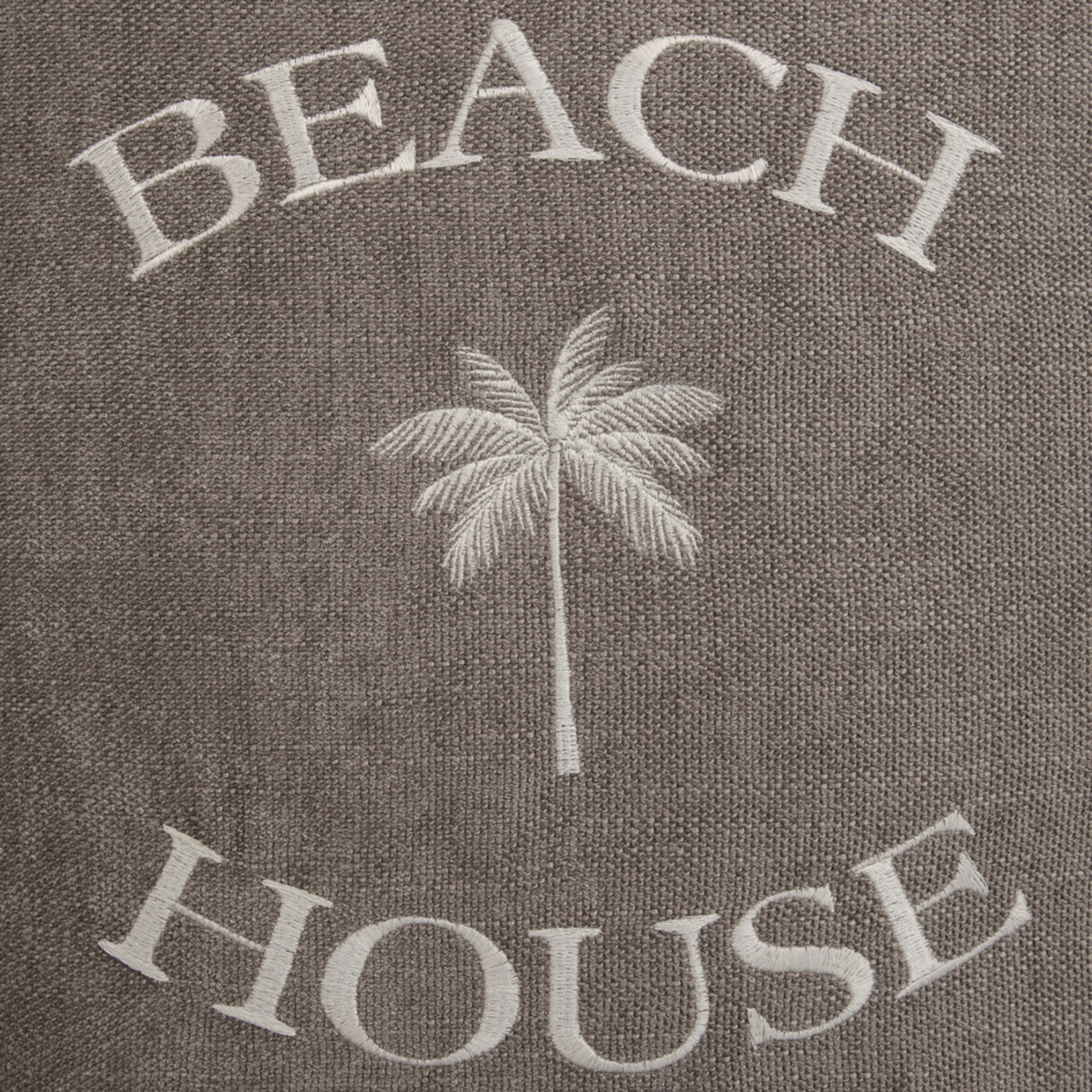 Summy Kissen braun, Beach House Palme und Keder creme, 55x55cm