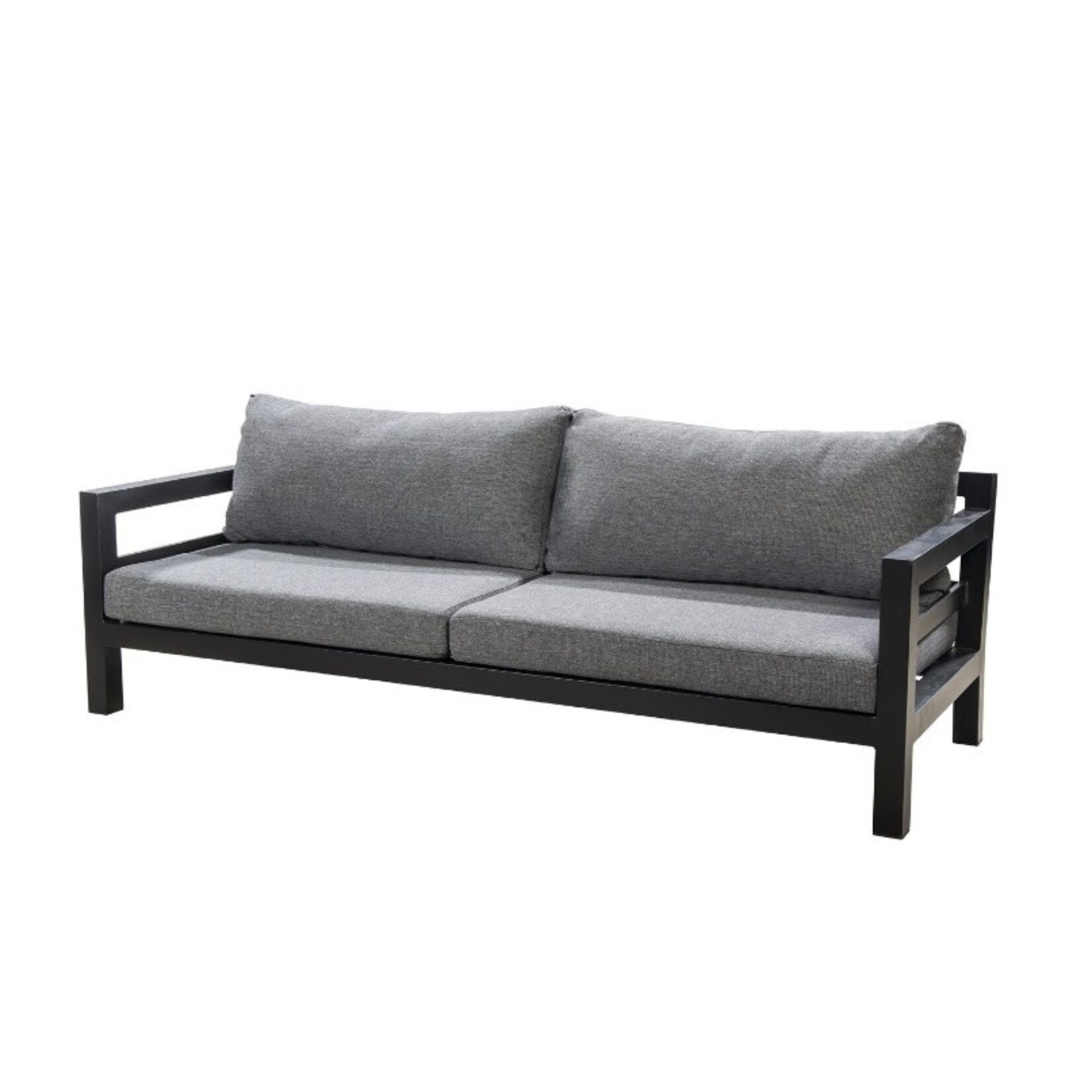Midway Sofa 245x91xH92cm,  Alu schwarz-Kissen grau