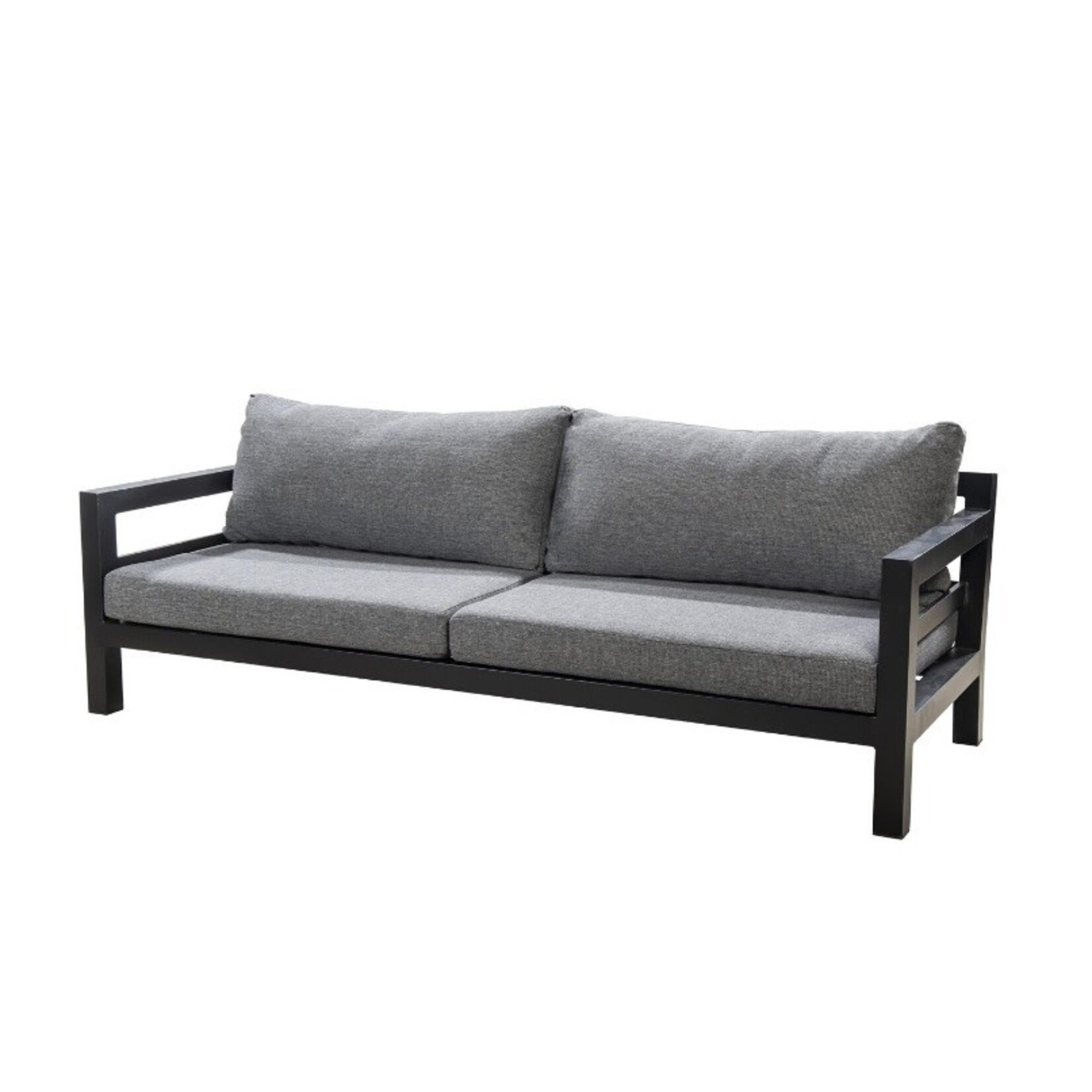 Sofa Midway 245x91xH92cm,  Alu schwarz-Kissen grau
