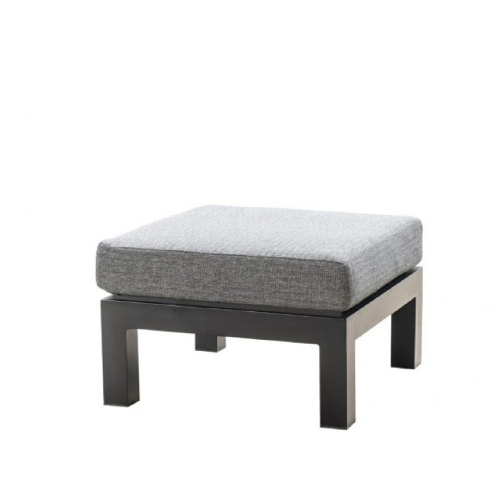 Midway Hocker 66x66xH43cm, Alu schwarz, Kissen grau