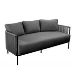 Umi Sofa 167x94xH65cm, Alu schwarz, Kissen grau