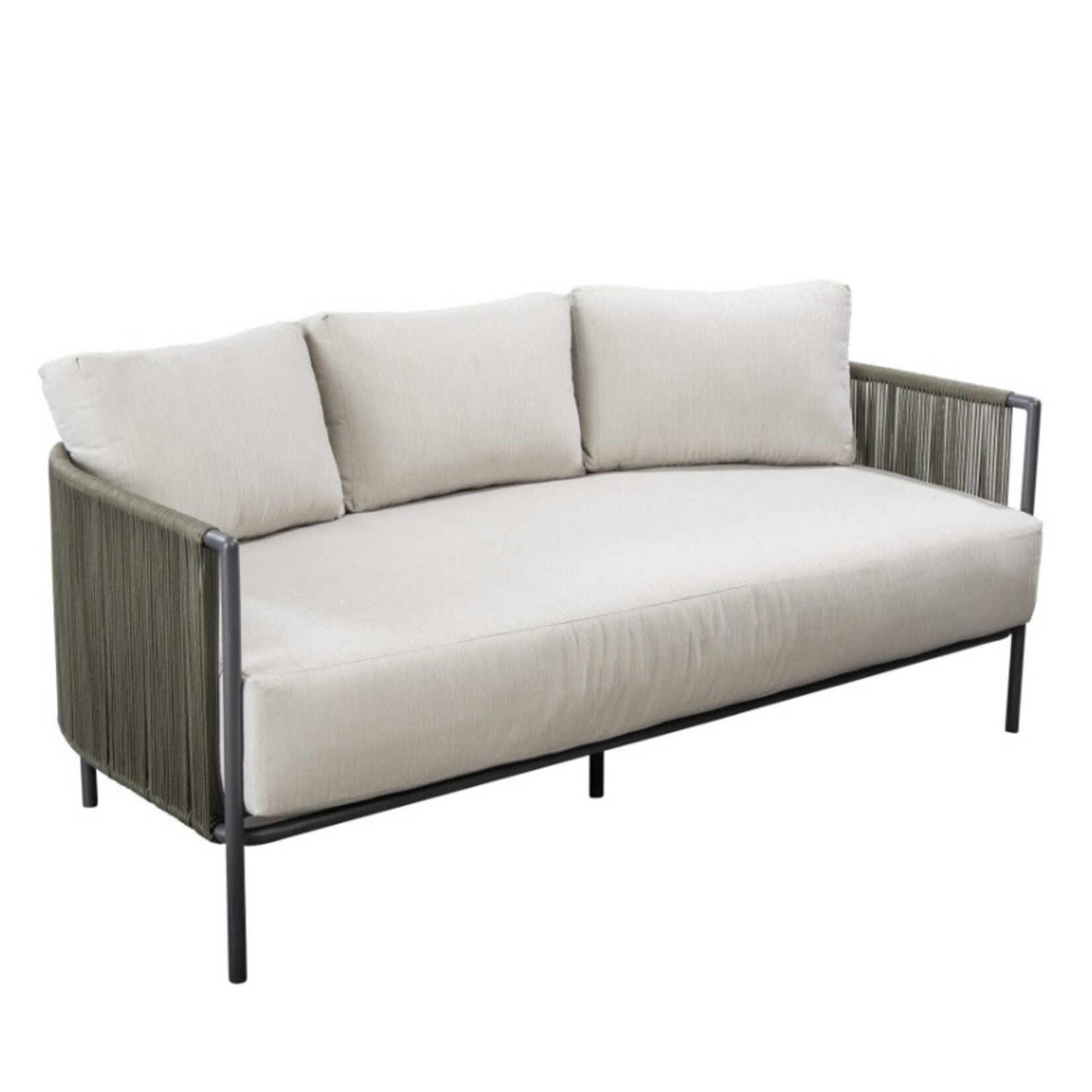 Umi Sofa 167x94xH65cm, Alu schwarz, Kissen grau