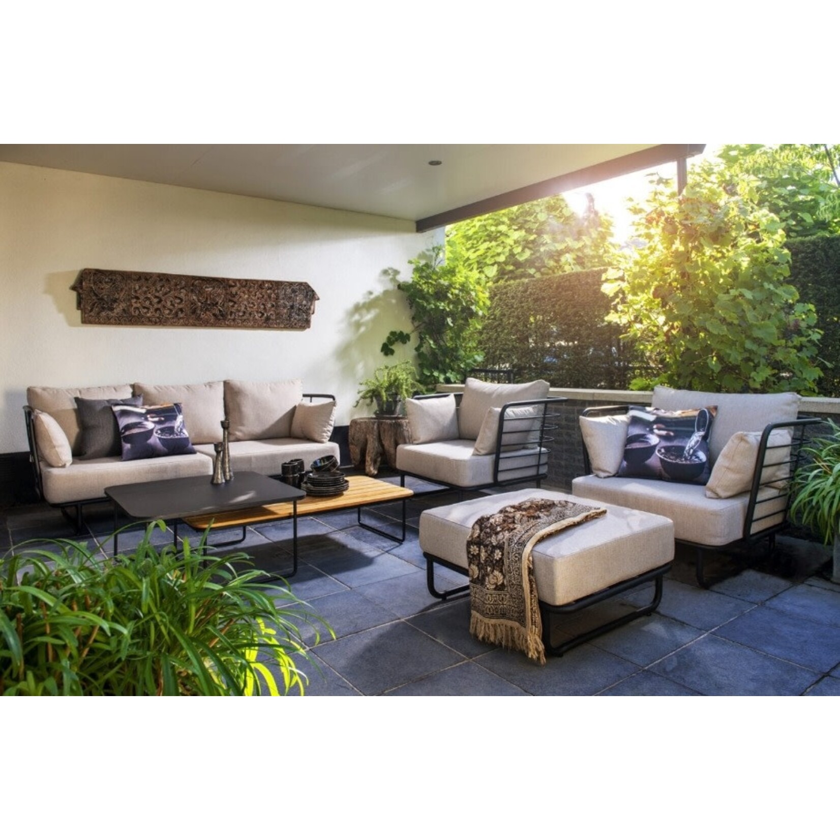 Tallin Gartensofa 207x95xH89cm, Alu schwarz, Kissen