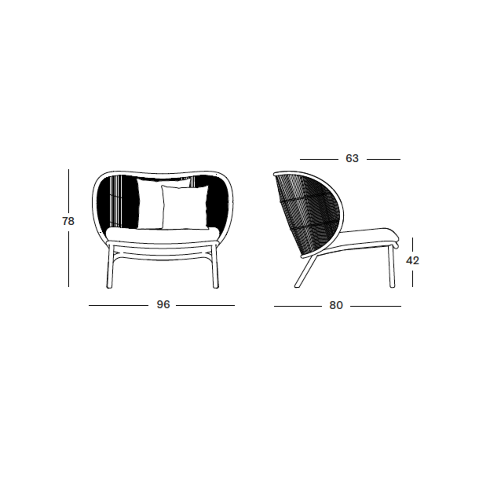 Kodo Loungesessel Outdoor, Gestell: Anthrazit, 96x80xSH42