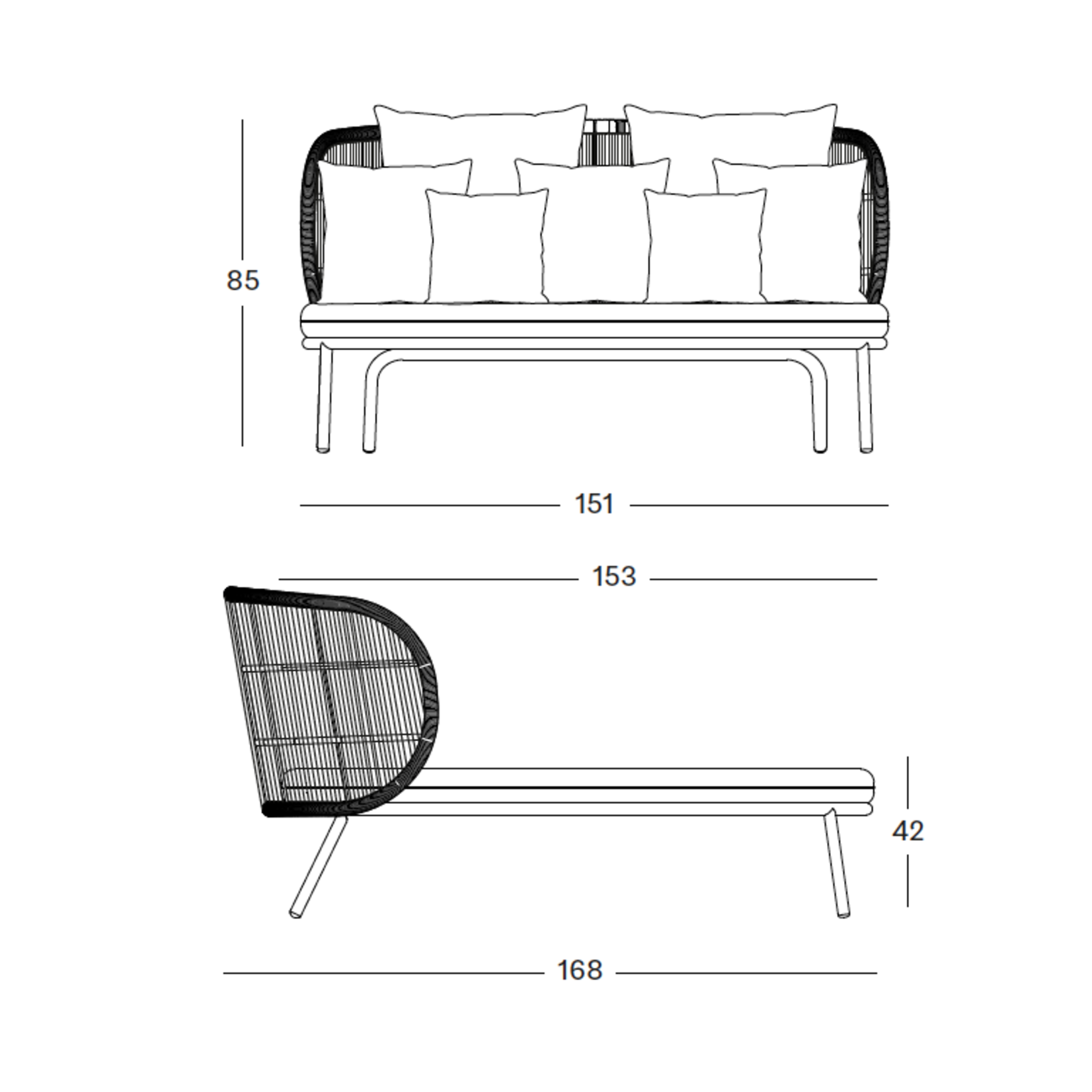 Kodo Daybed, Gestell: Dune White, 151x168xLH42cm