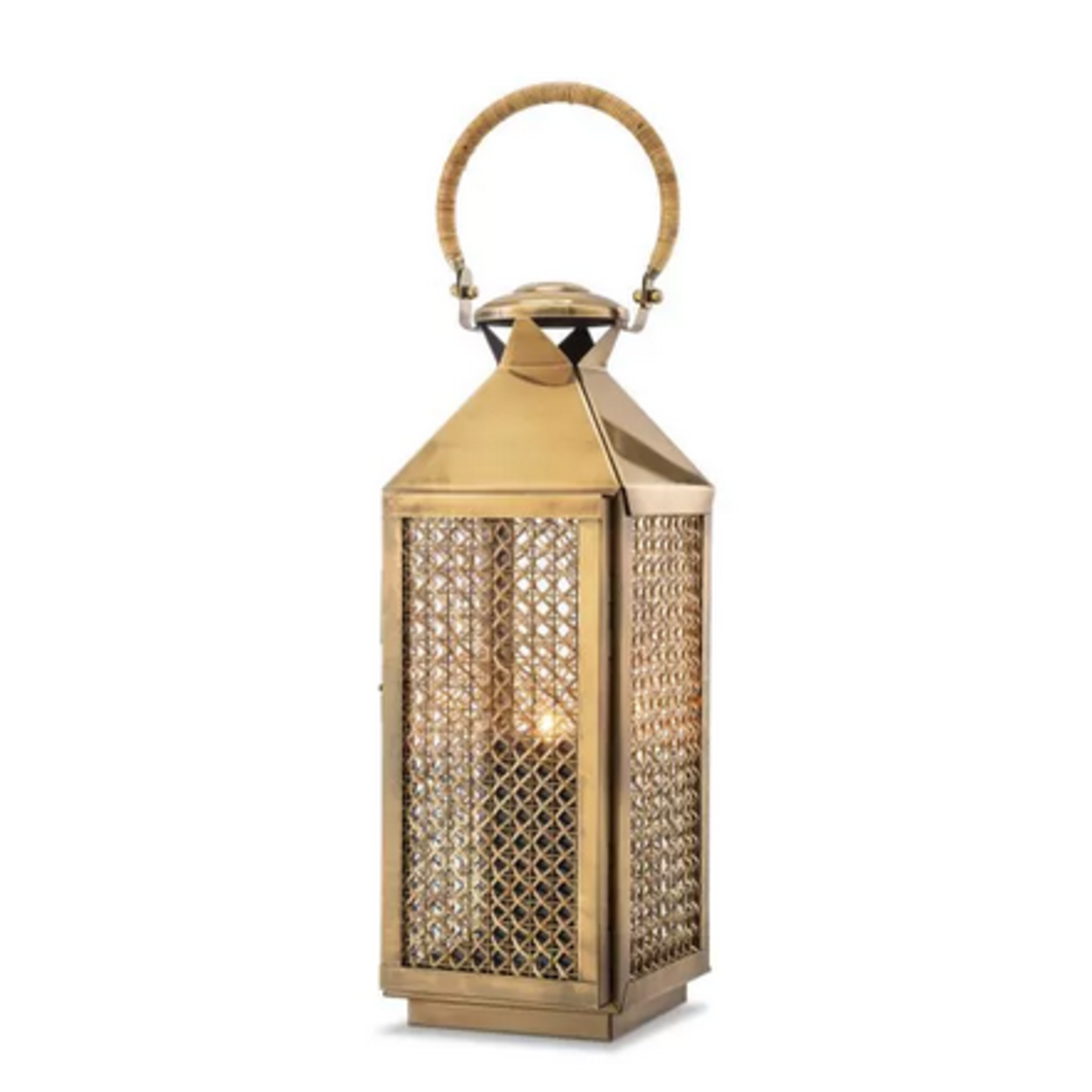 Festival Gold S Laterne 18.5x20xH67cm Rattan & Glas & brass