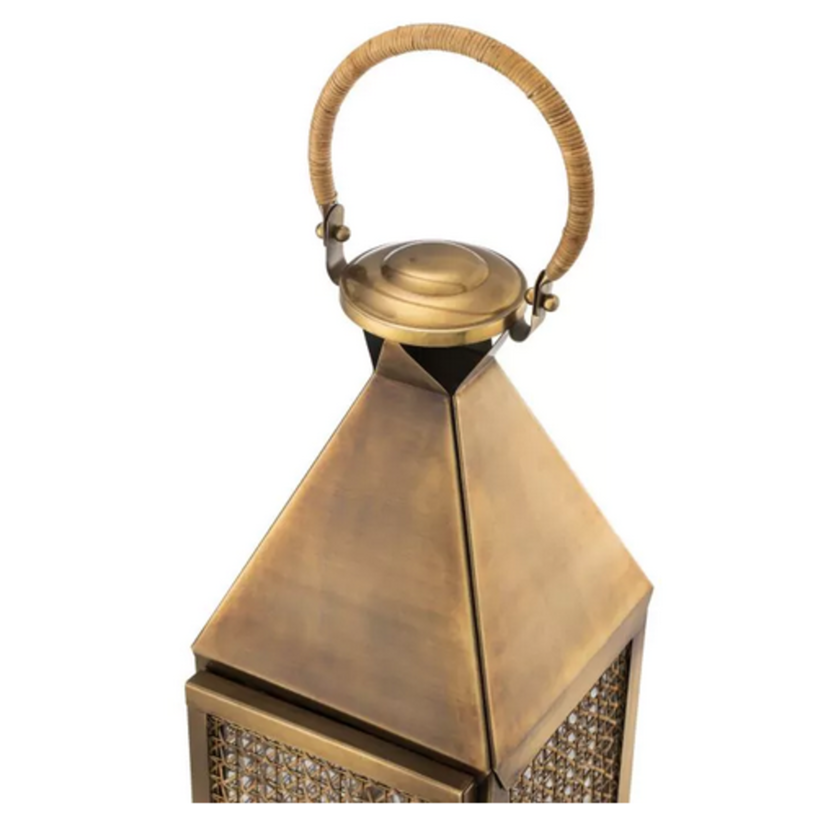 Festival Gold S Laterne 18.5x20xH67cm Rattan & Glas & brass