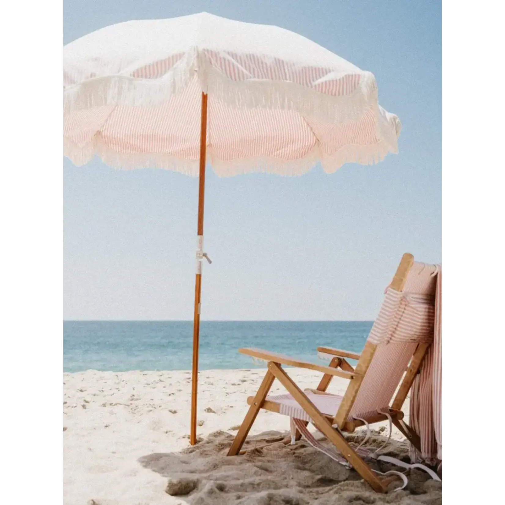 Premium Sonnenschirm Pink/Weiss gestreift, ⌀183 cm x H213cm