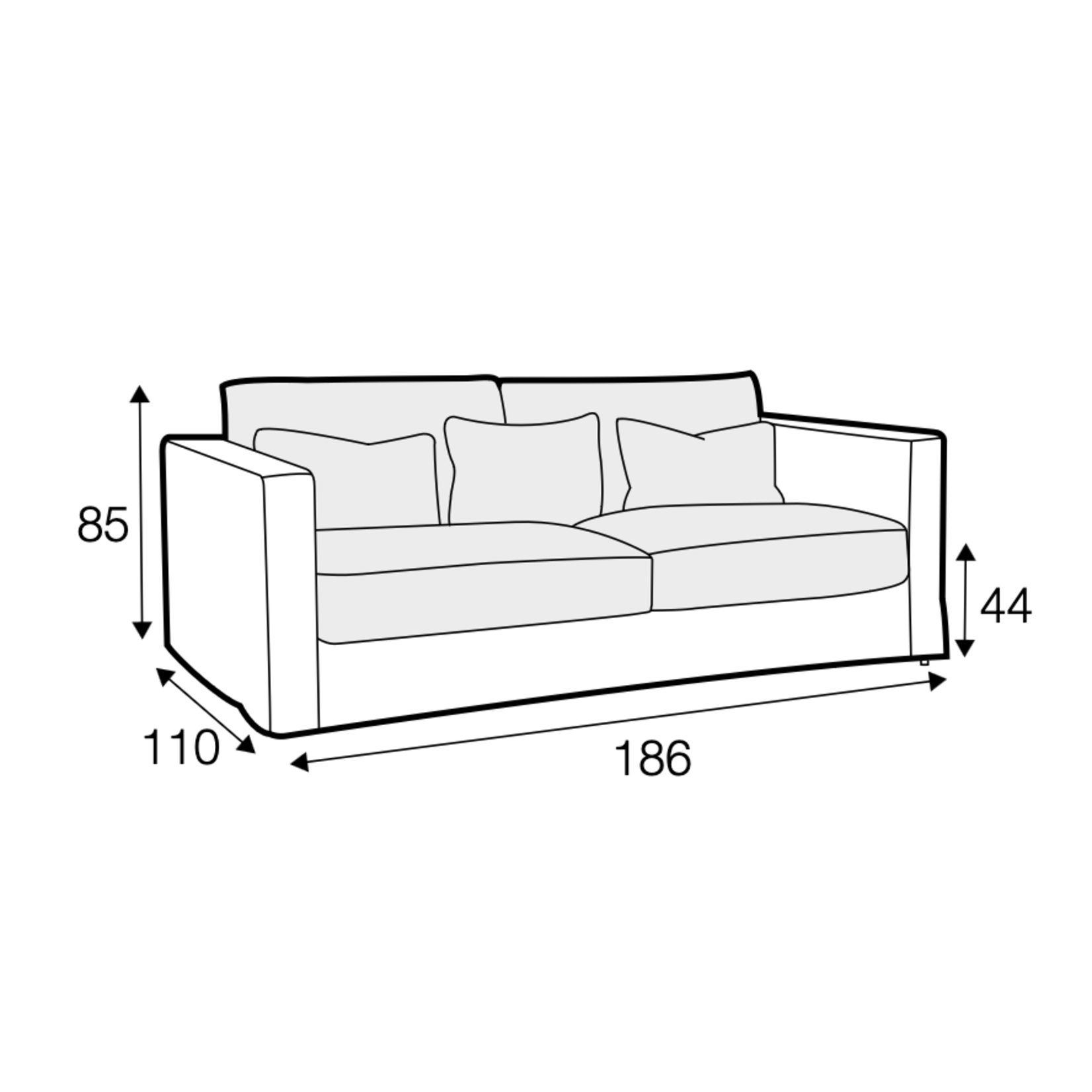 Sofa Helo mit looser Husse, 186x110xH85cm
