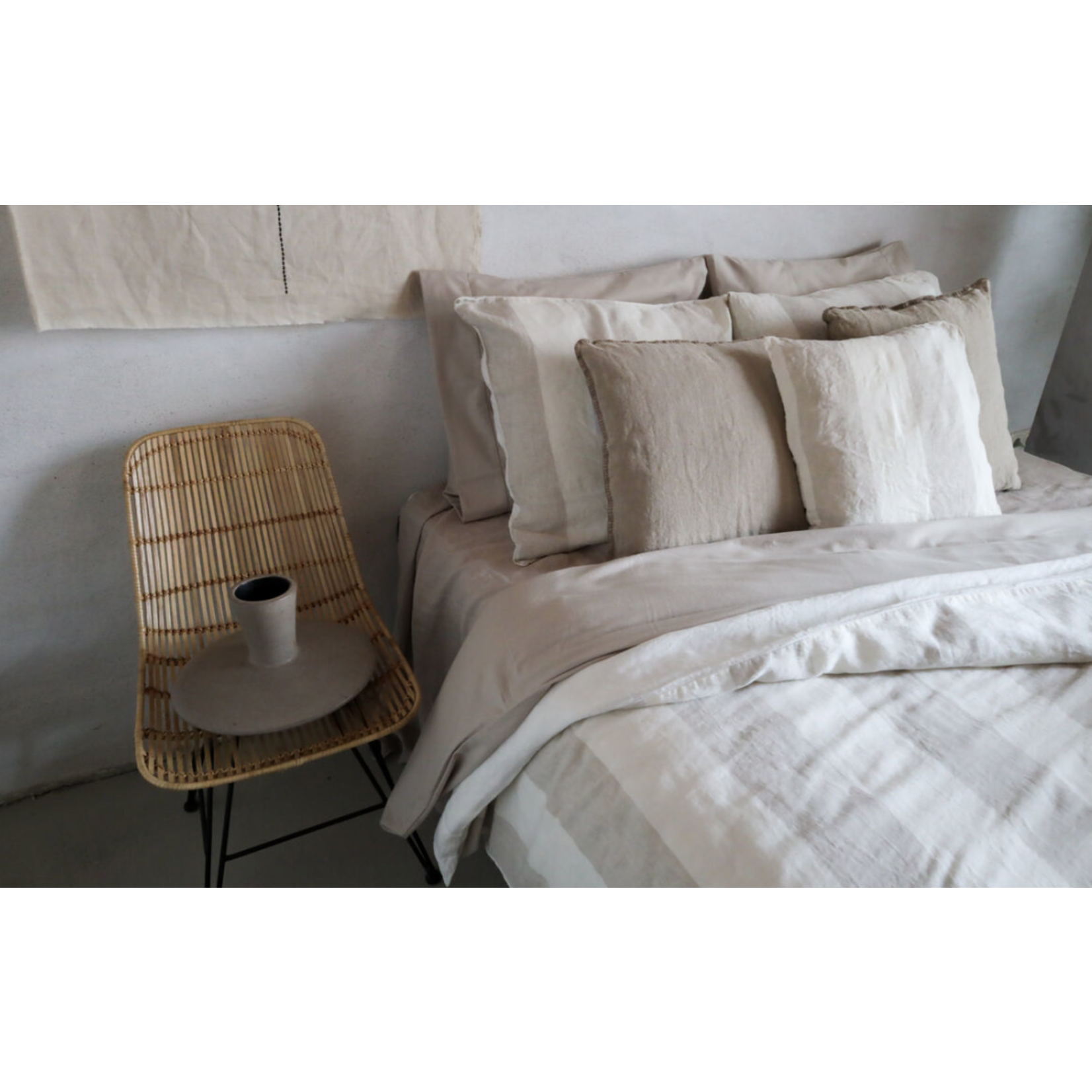 Nashville Leinenduvetbezug 200x220cm weiss-beige gestreift