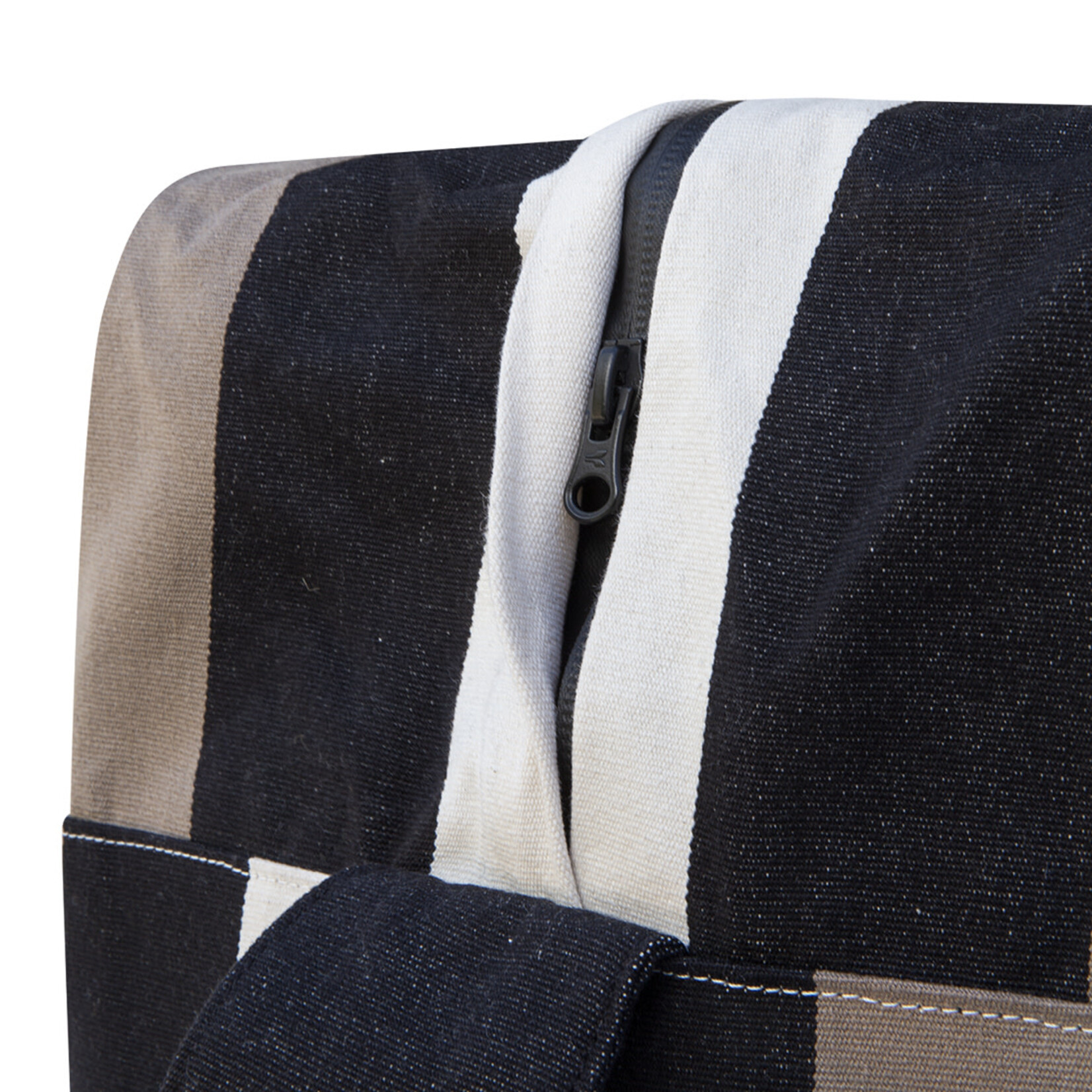 Strandtasche taupe schwarz gestreift mit Wasserdichtem Reissverschluss