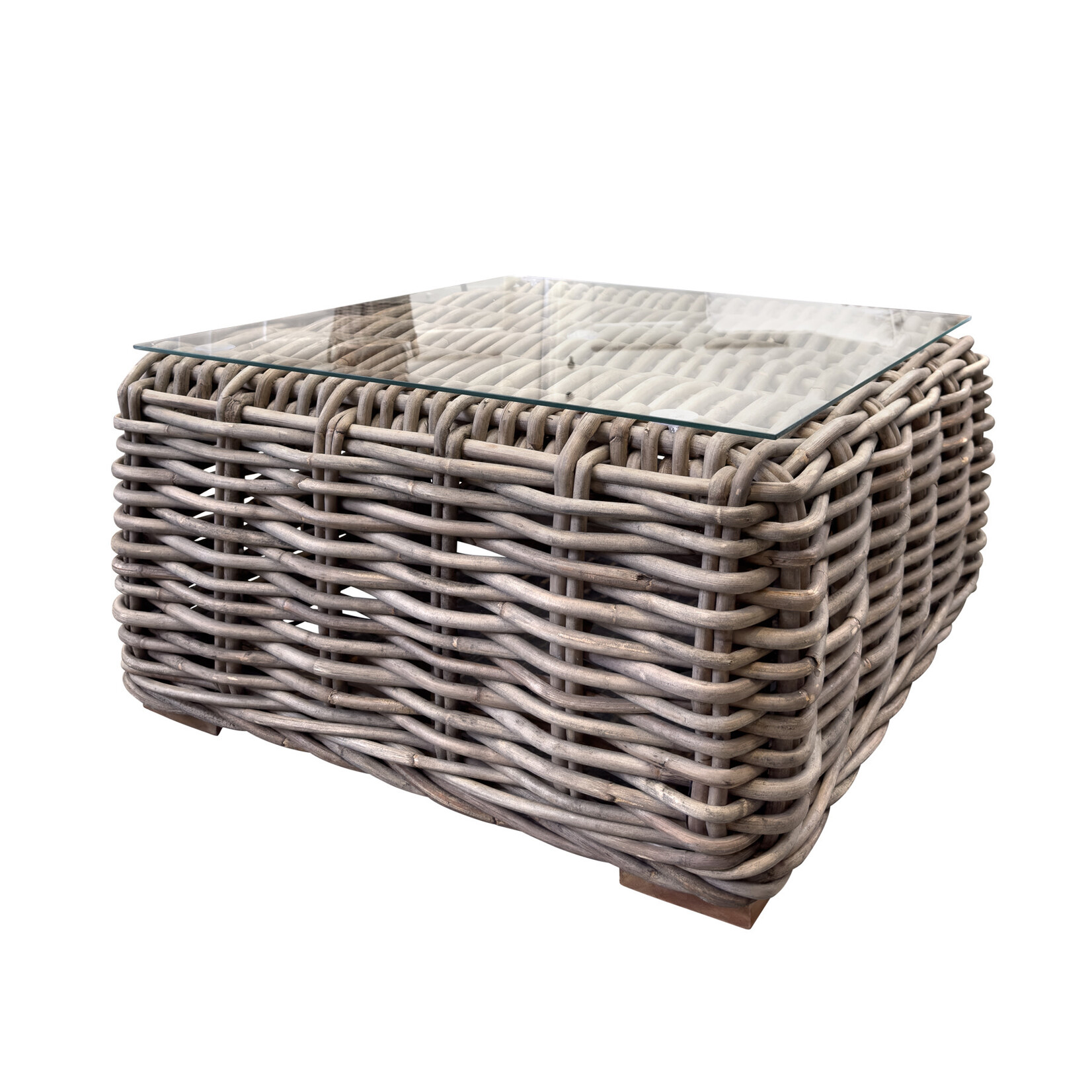 Maluna Rattan Salontisch mit Glas oder Keramik 80x80xH40cm